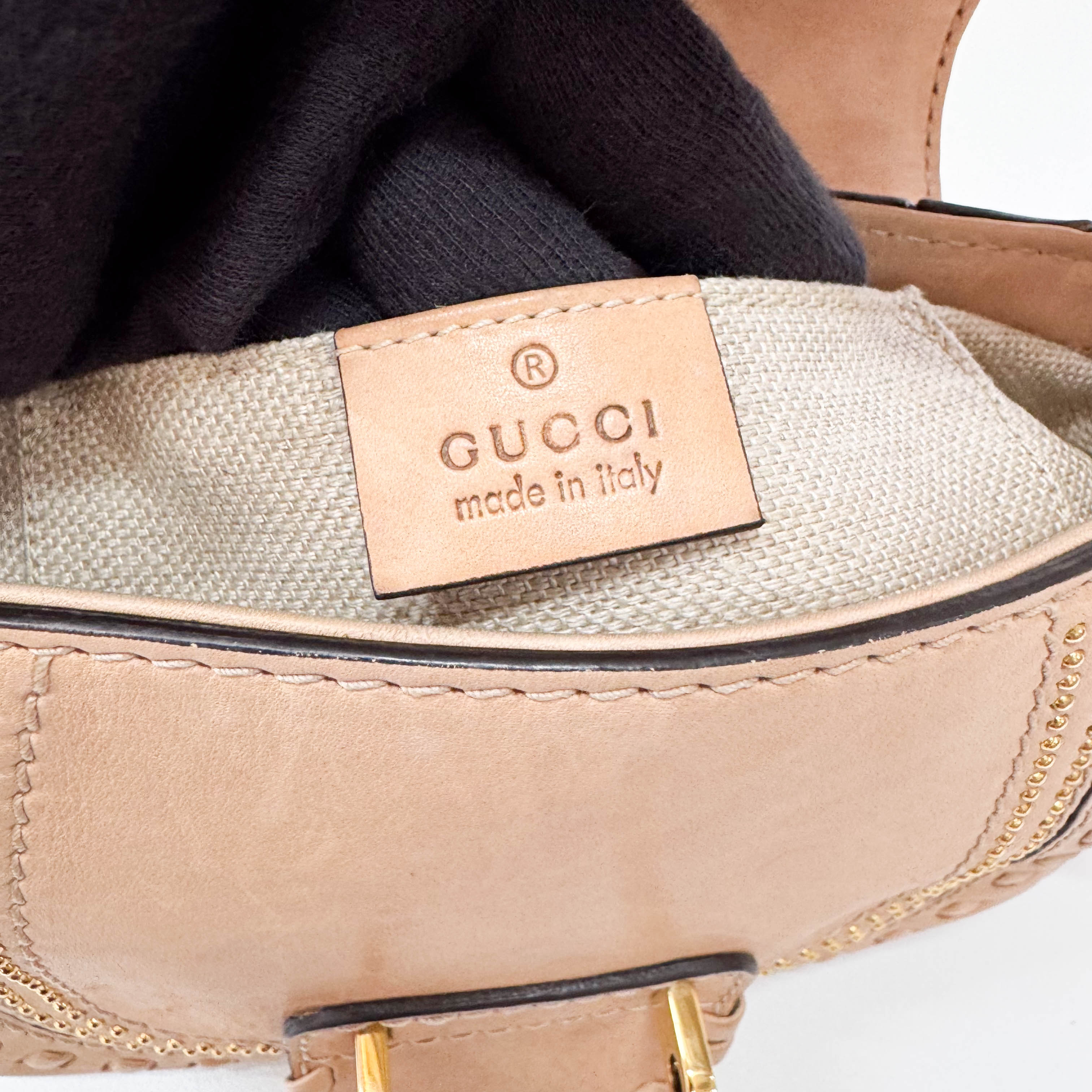 Calfskin Small Snaffle Bit Shoulder Beige