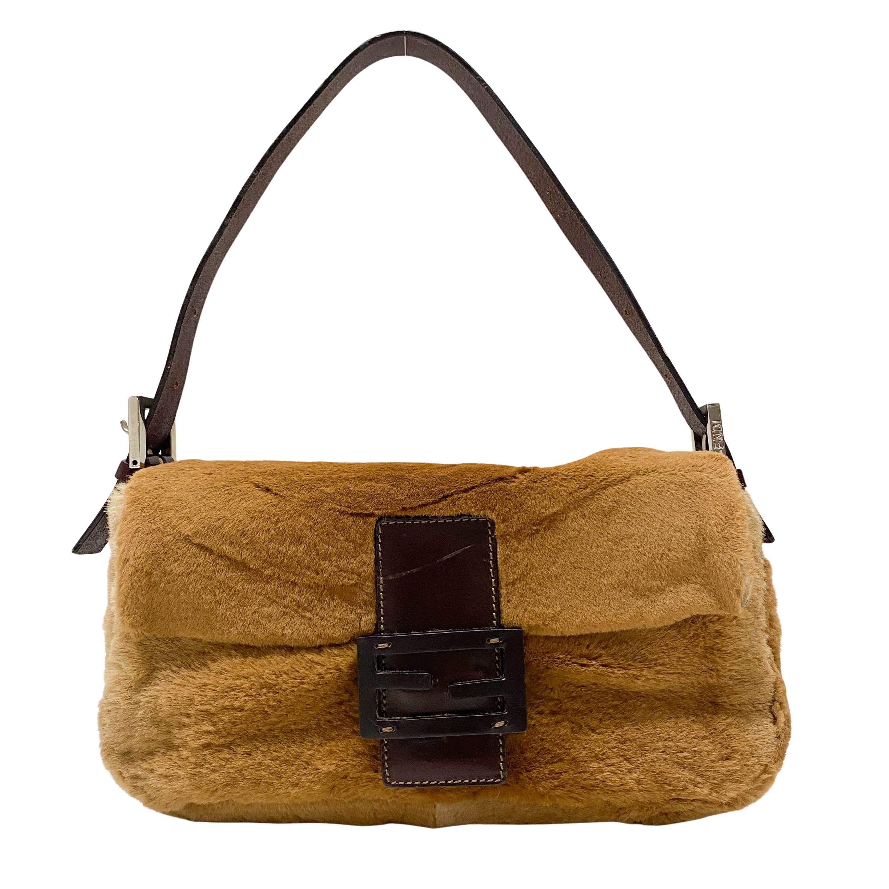 Baguette Brown Fur Shoulder Bag