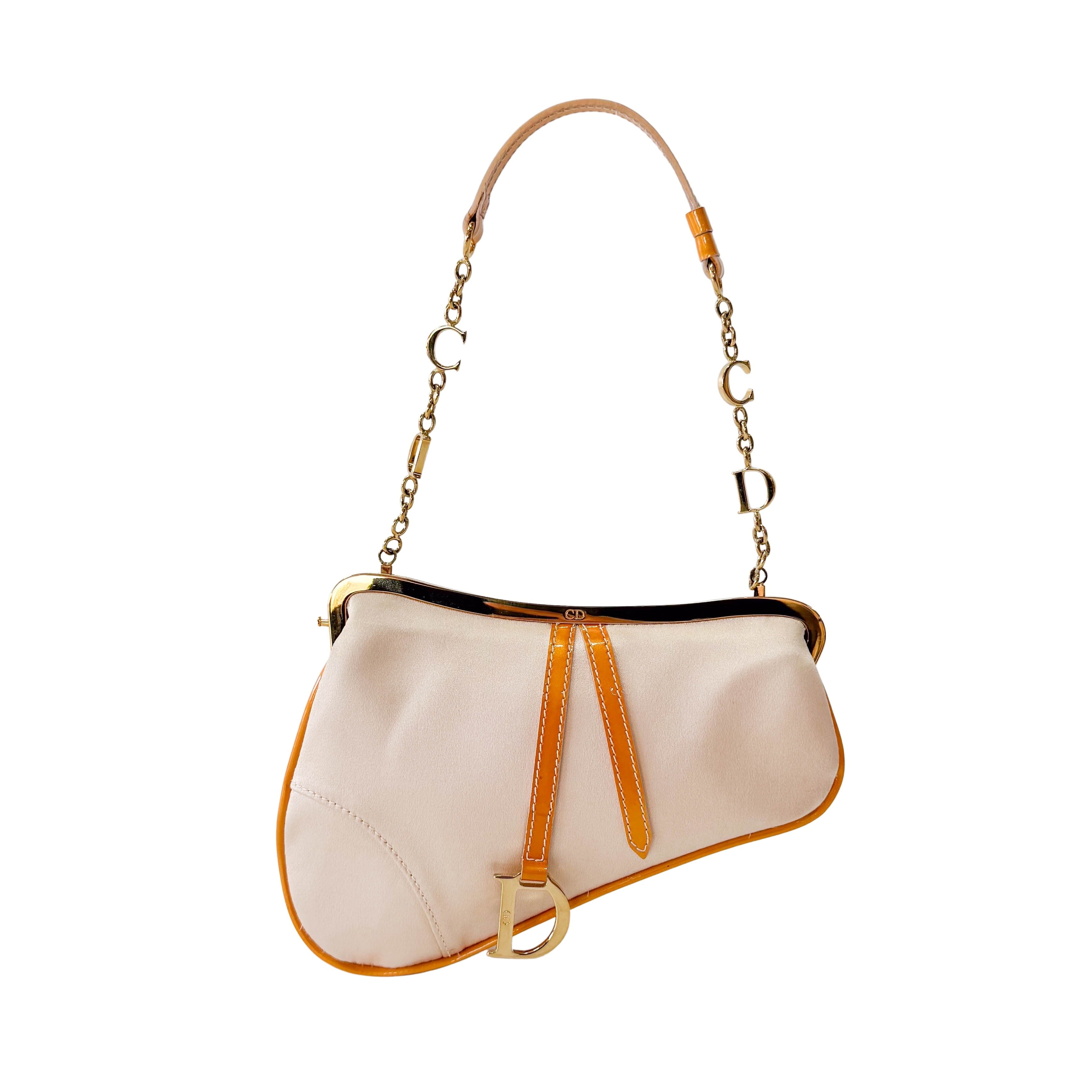 Saddle Mini Orange Satin Chain Bag