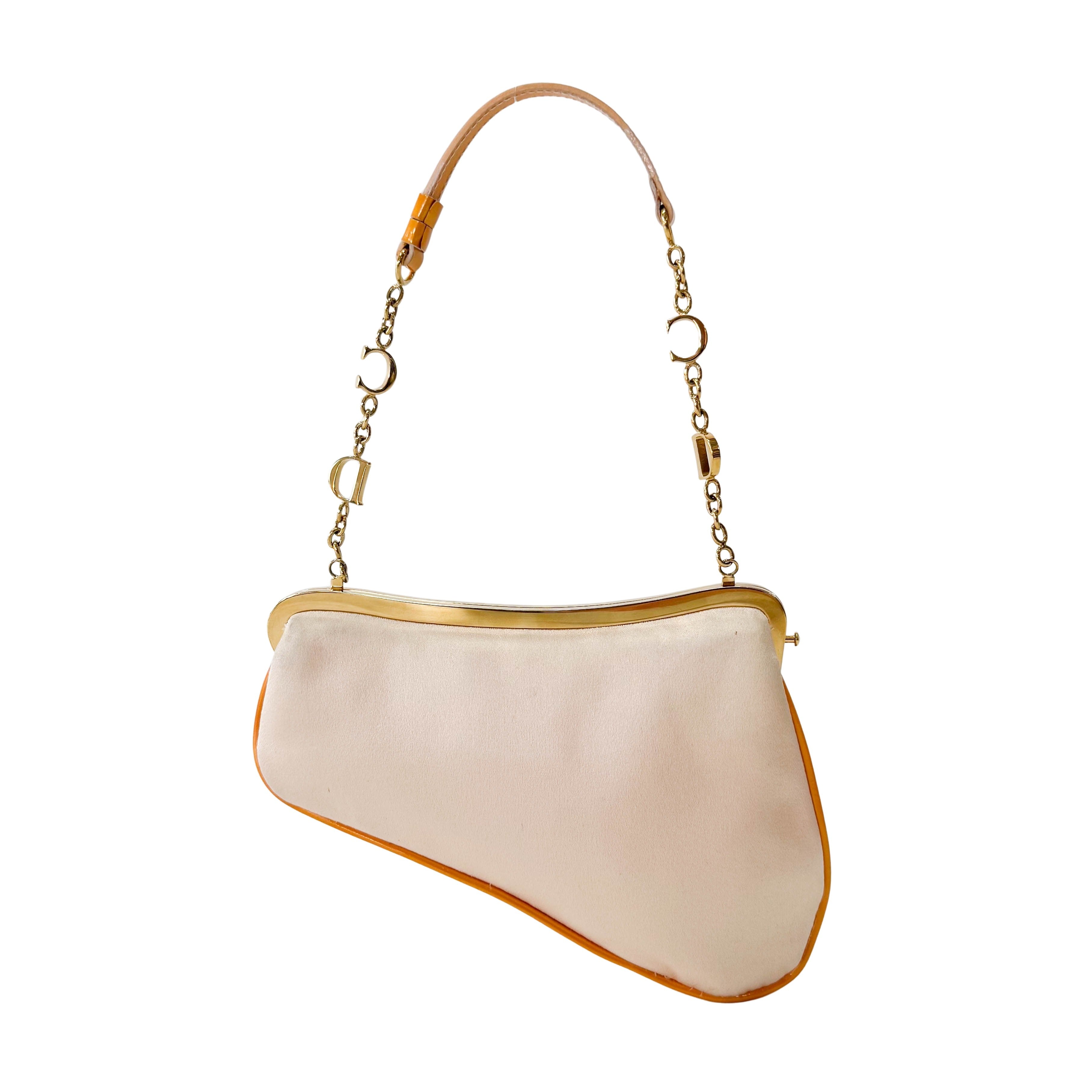 Saddle Mini Orange Satin Chain Bag
