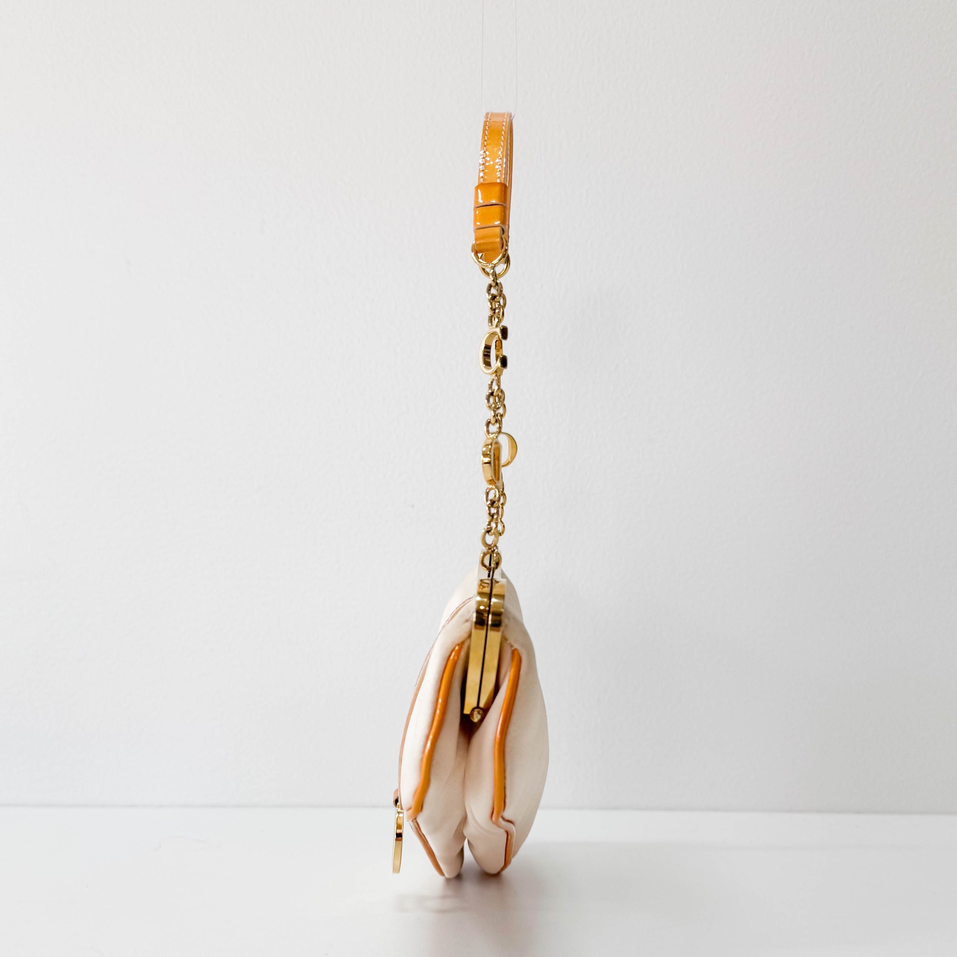Saddle Mini Orange Satin Chain Bag