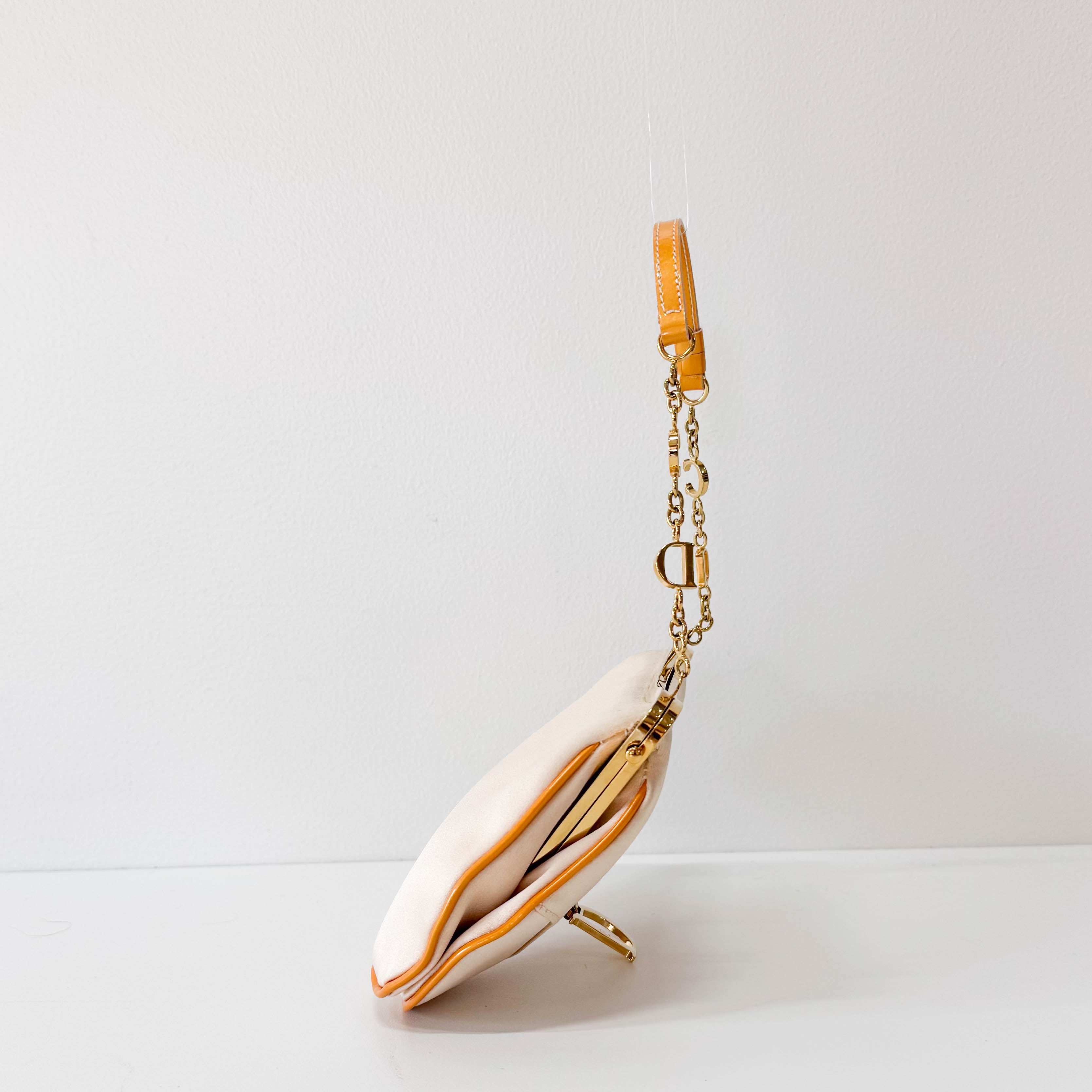 Saddle Mini Orange Satin Chain Bag