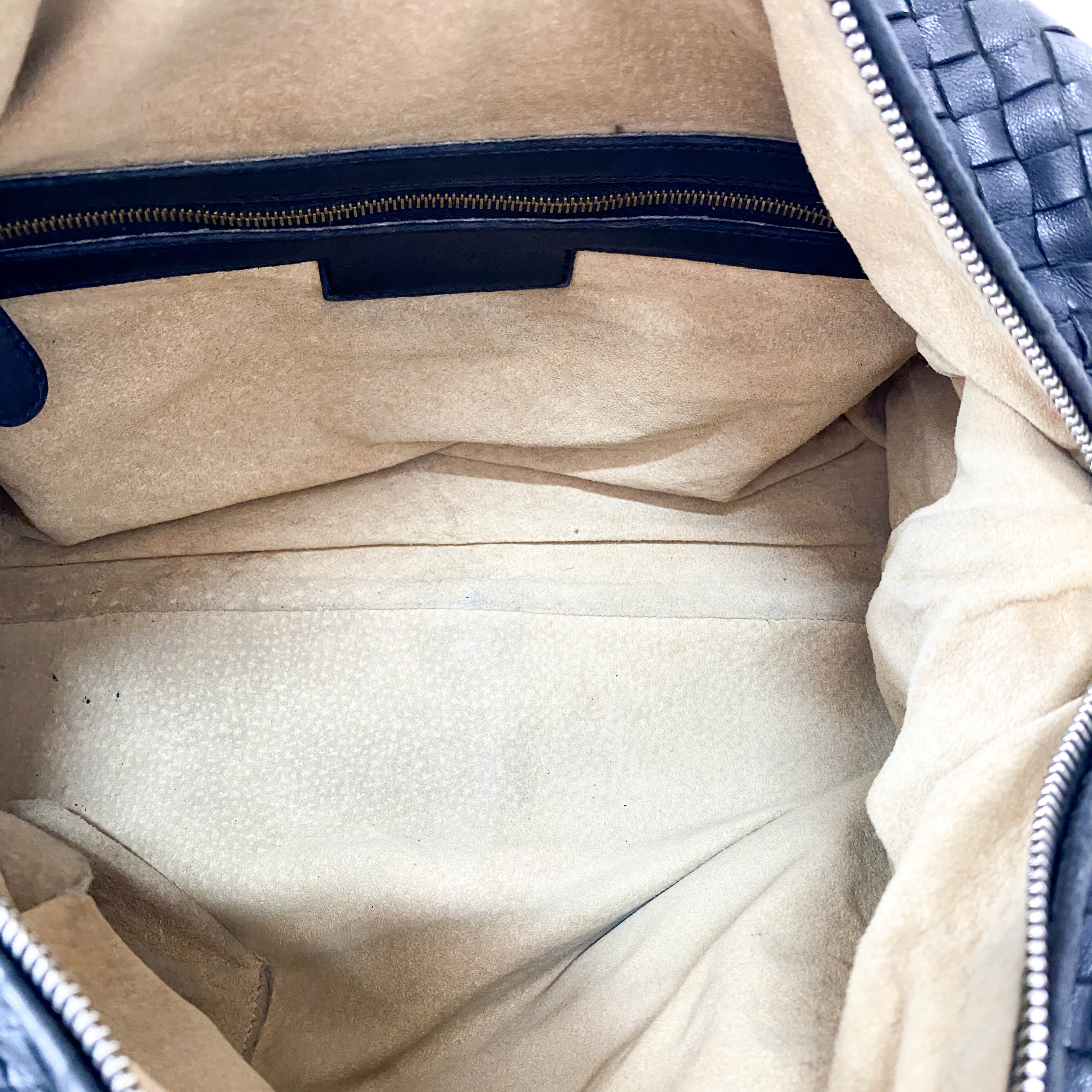 Intrecciato Black Leather Bowling Bag