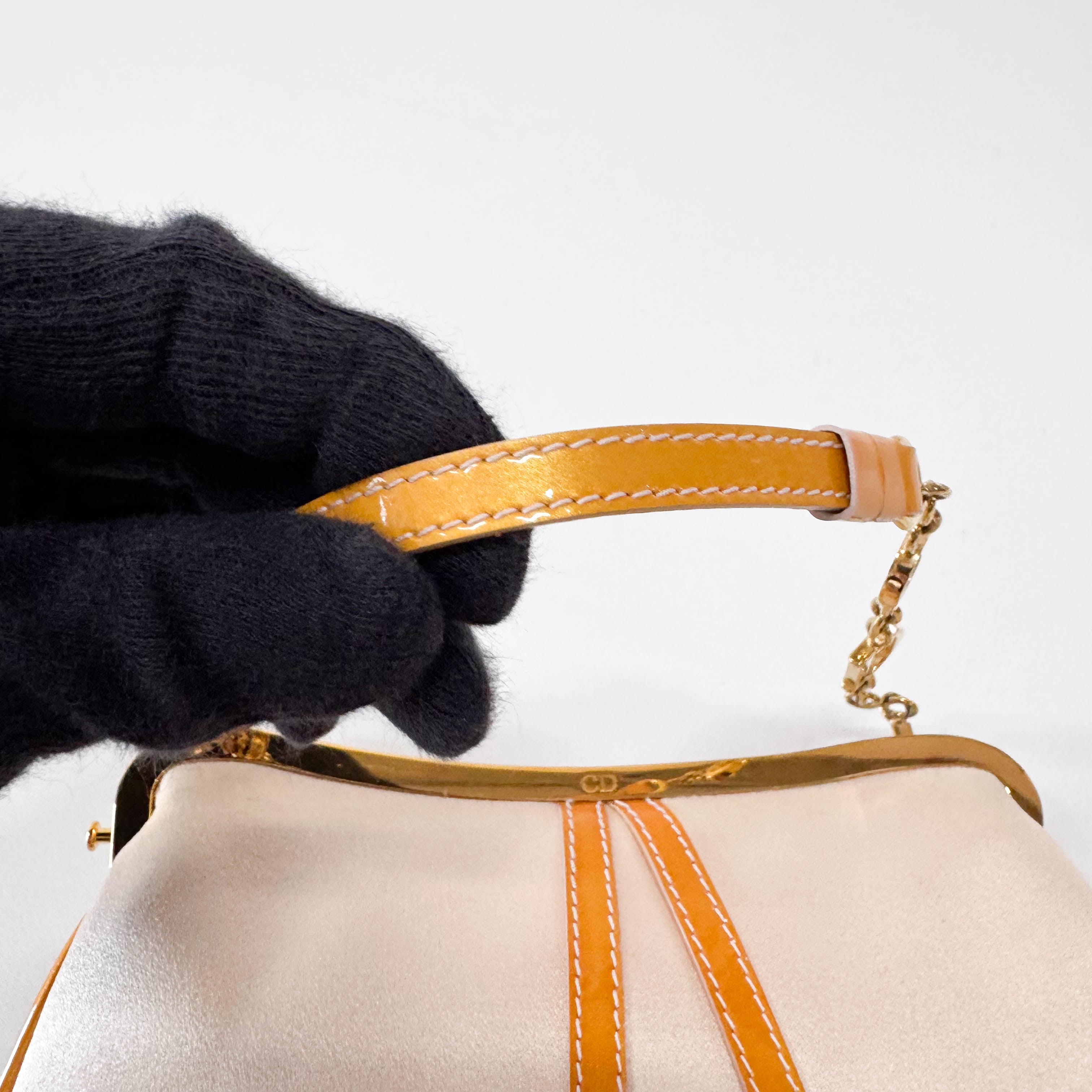 Saddle Mini Orange Satin Chain Bag