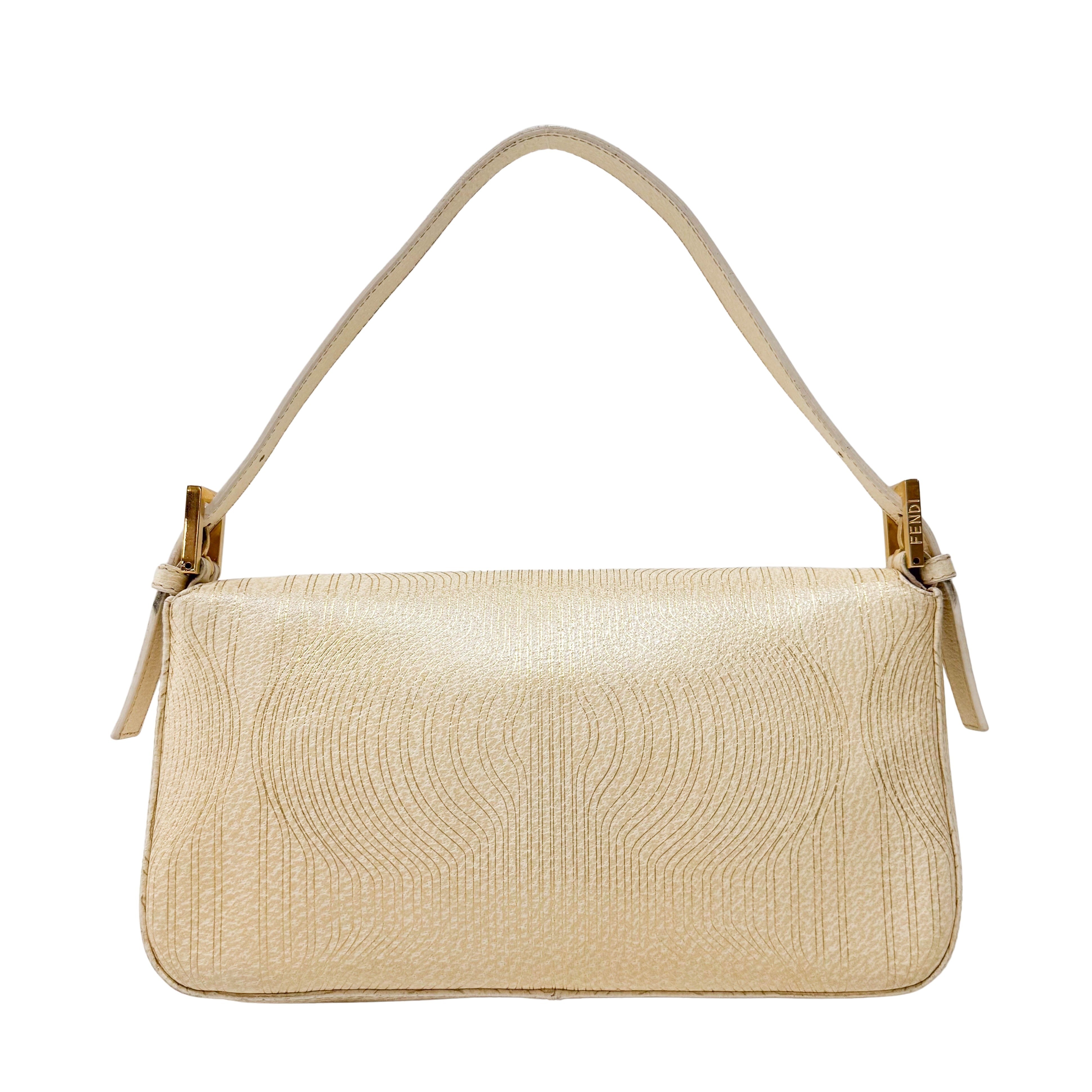 Baguette Beige Leather Shoulder Bag