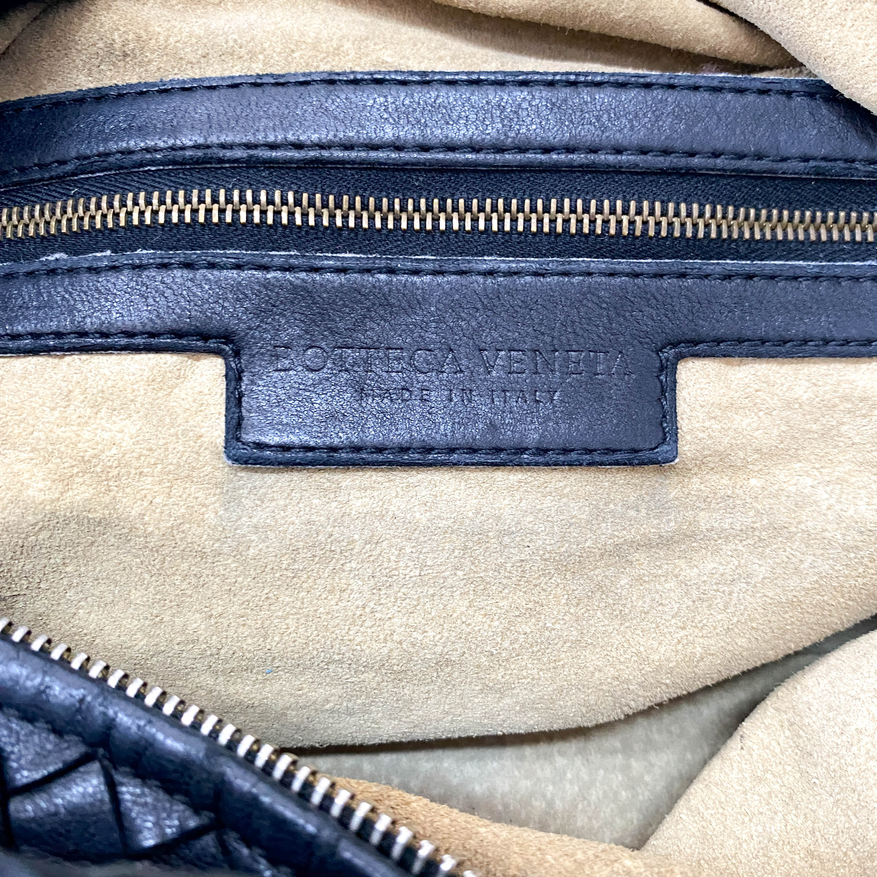 Intrecciato Black Leather Bowling Bag