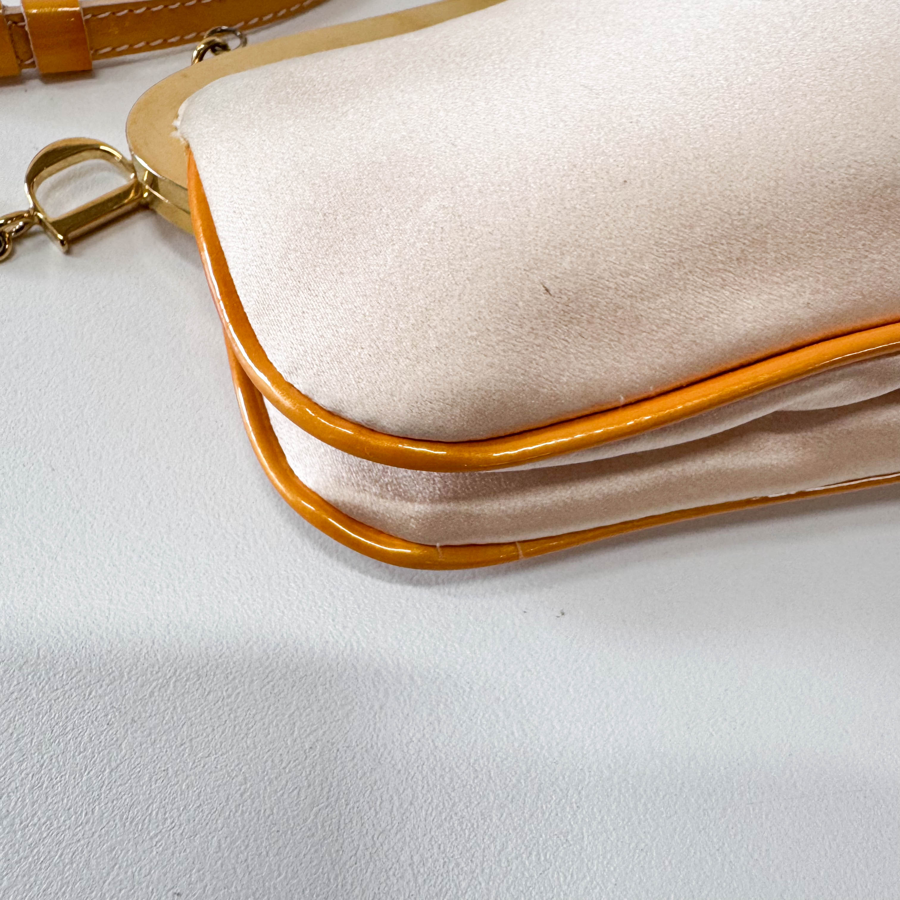 Saddle Mini Orange Satin Chain Bag