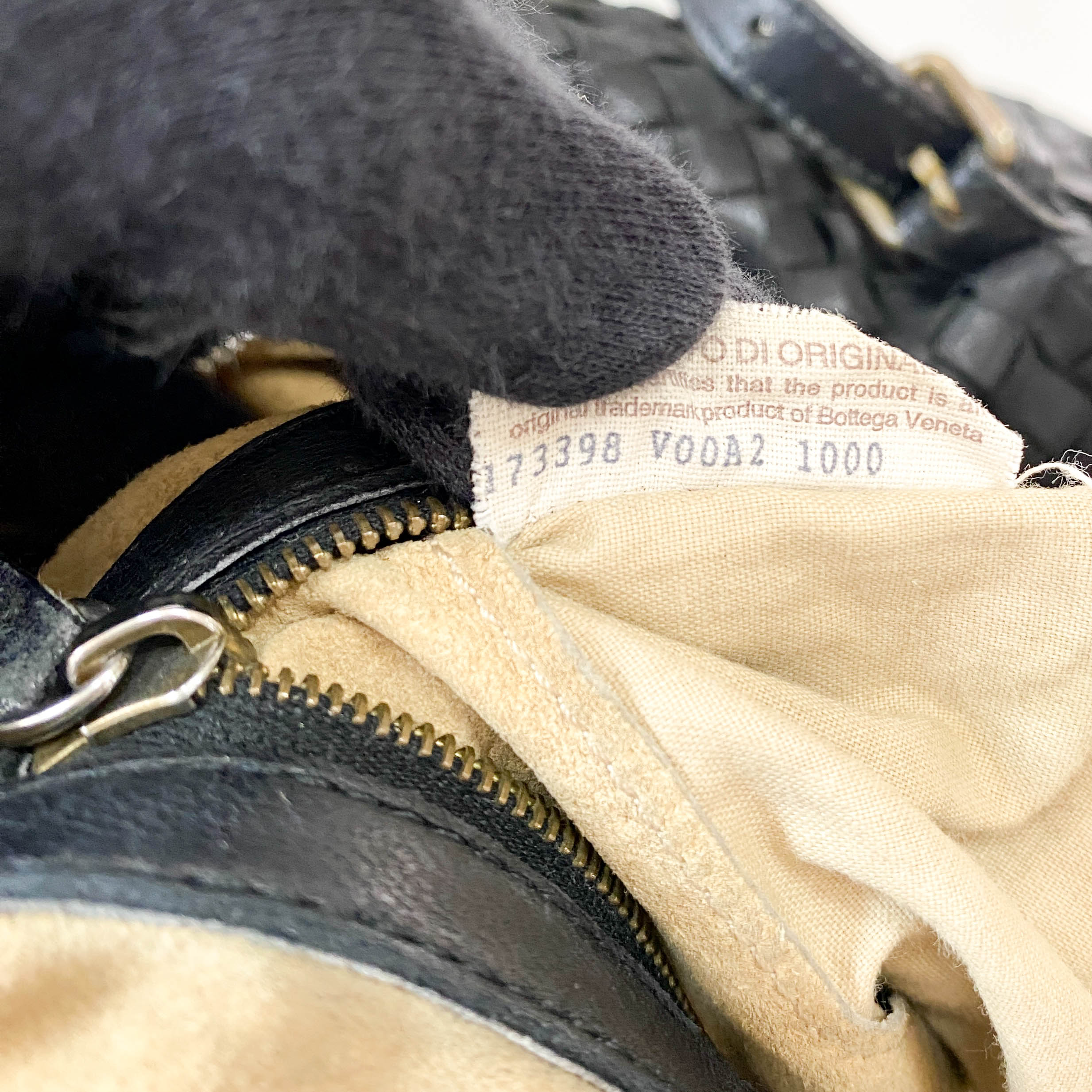 Intrecciato Black Leather Bowling Bag