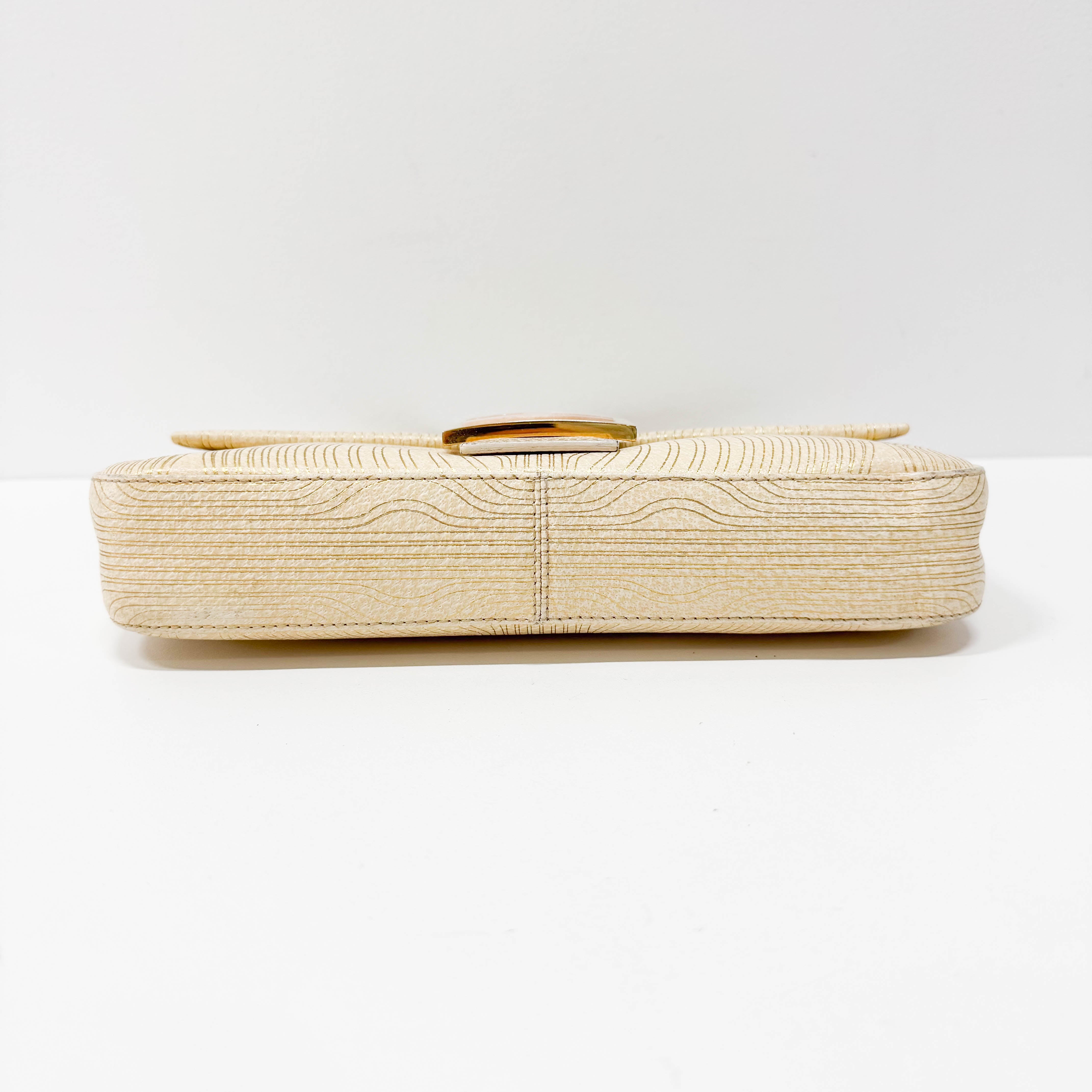 Baguette Beige Leather Shoulder Bag