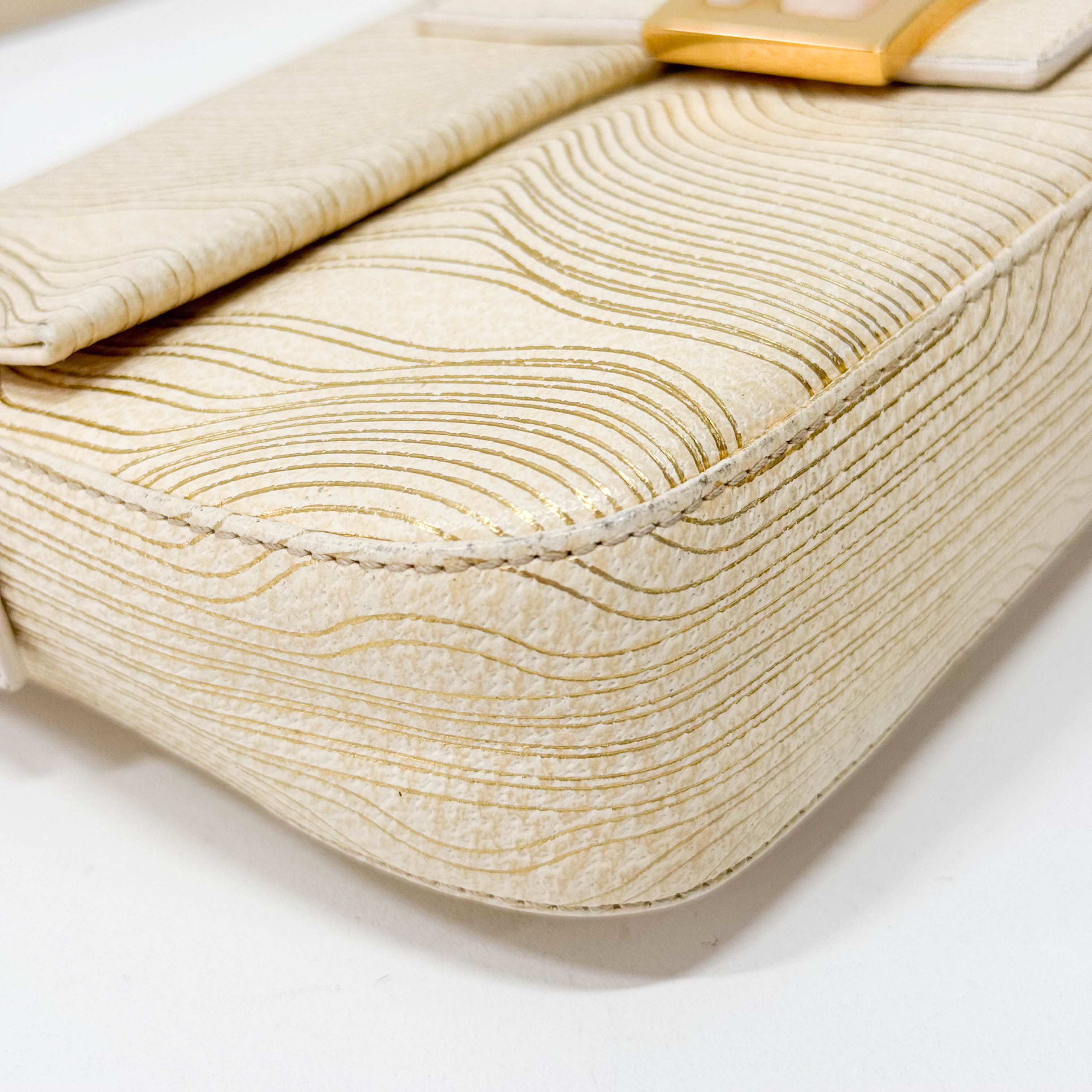 Baguette Beige Leather Shoulder Bag