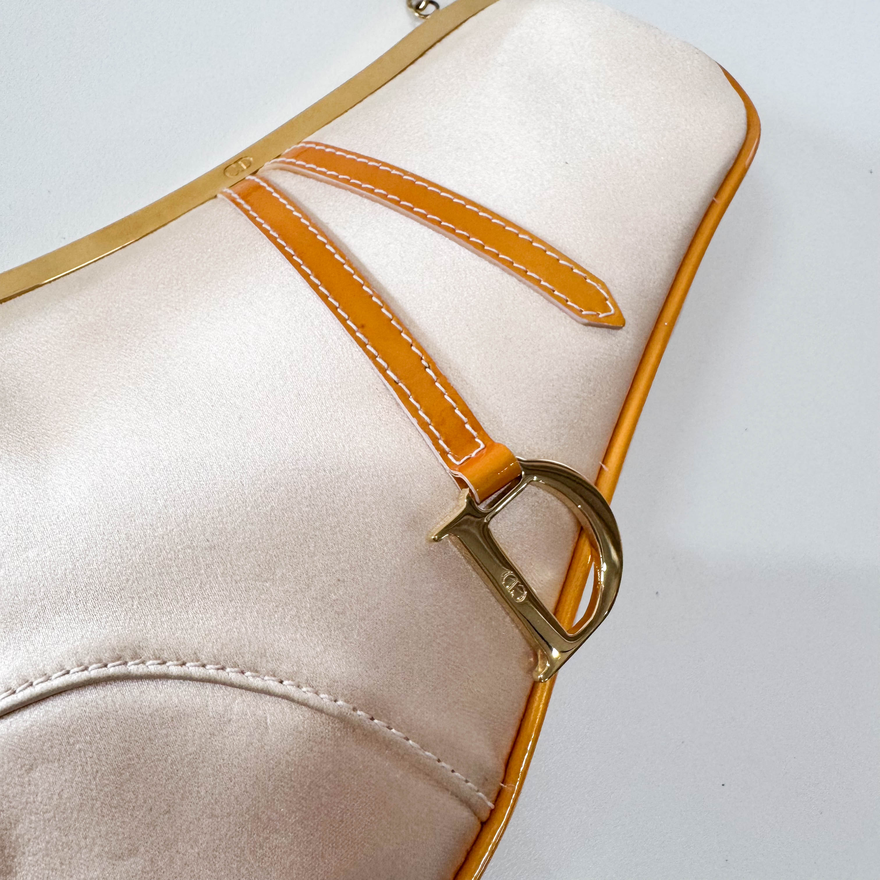 Saddle Mini Orange Satin Chain Bag