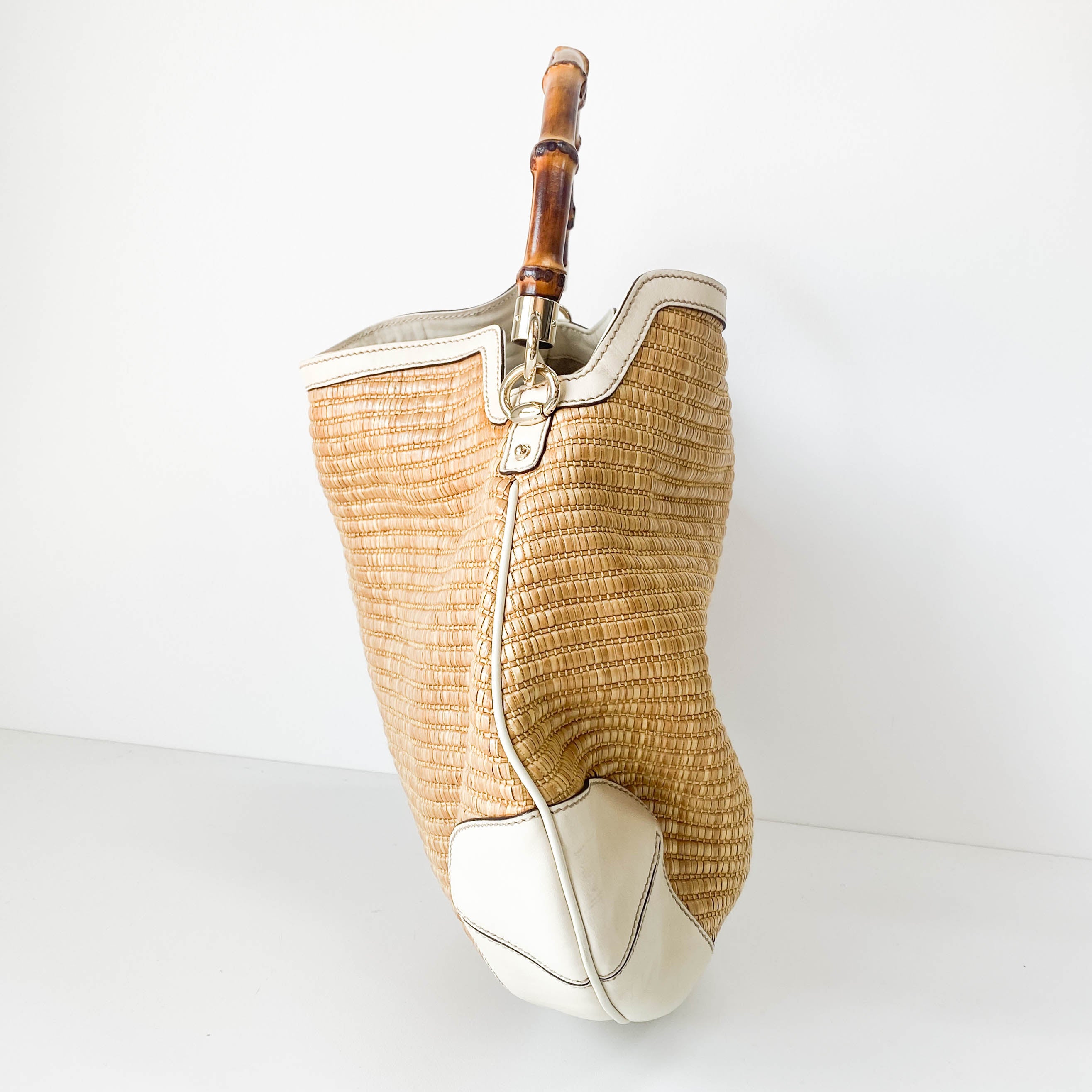 Bamboo Peggy Raffia Hobo Bag