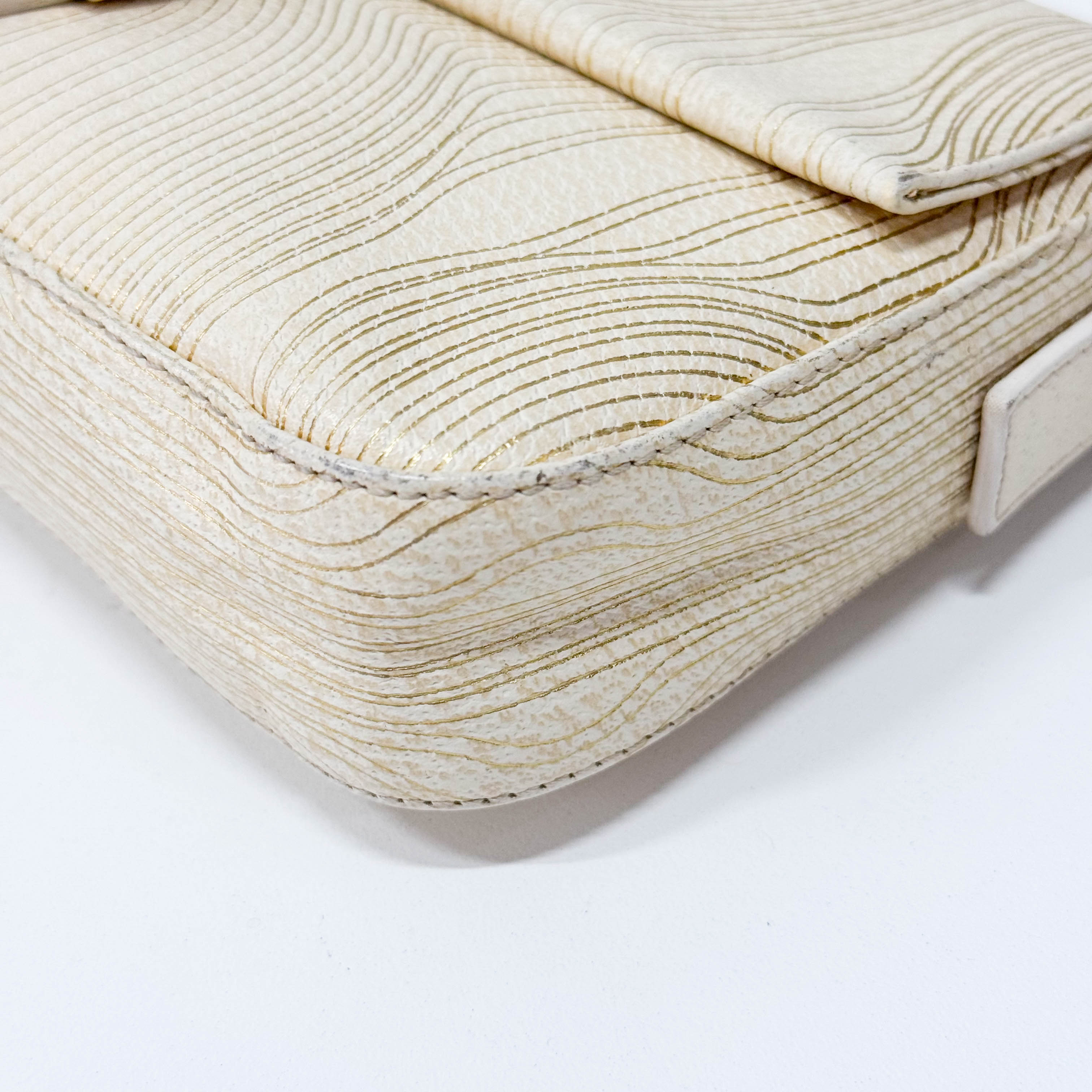 Baguette Beige Leather Shoulder Bag