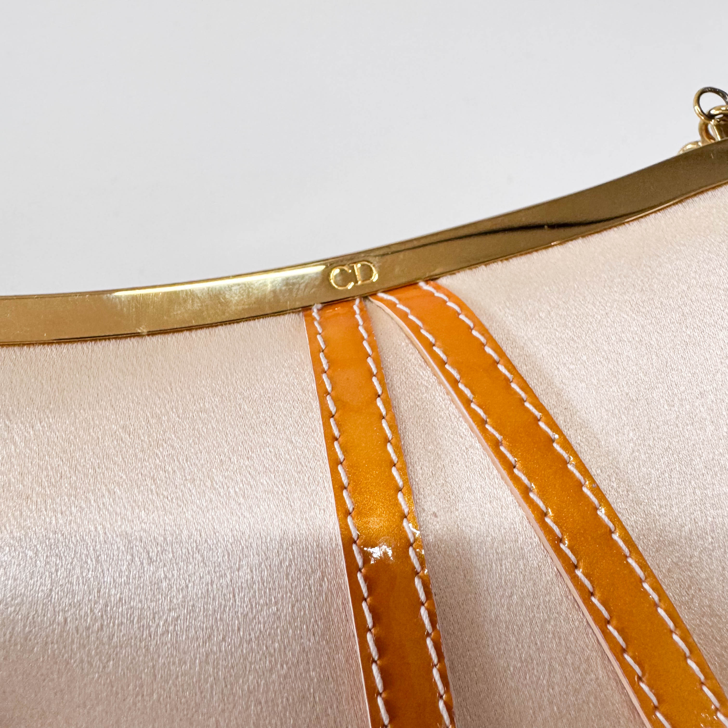 Saddle Mini Orange Satin Chain Bag