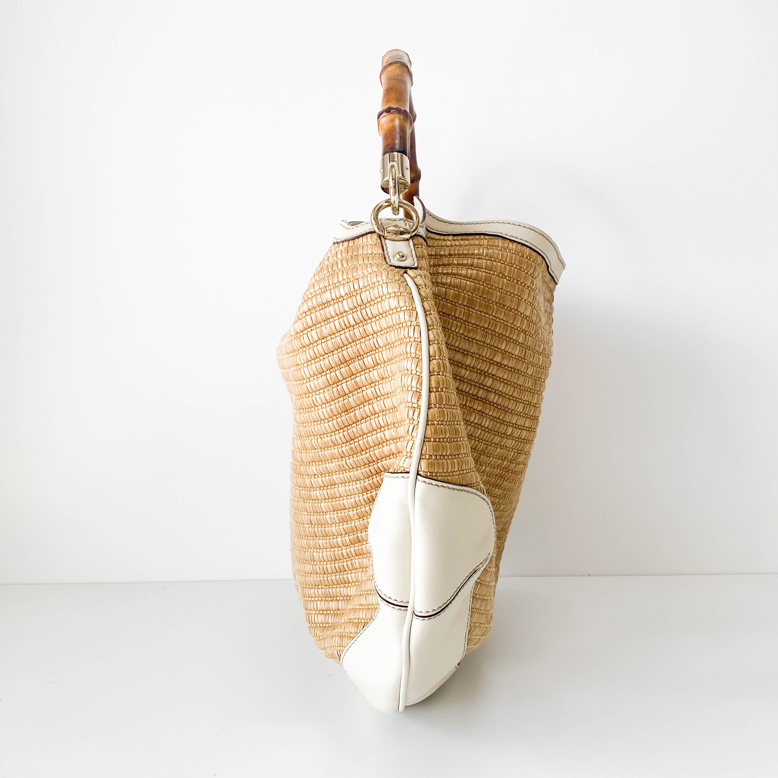 Bamboo Peggy Raffia Hobo Bag