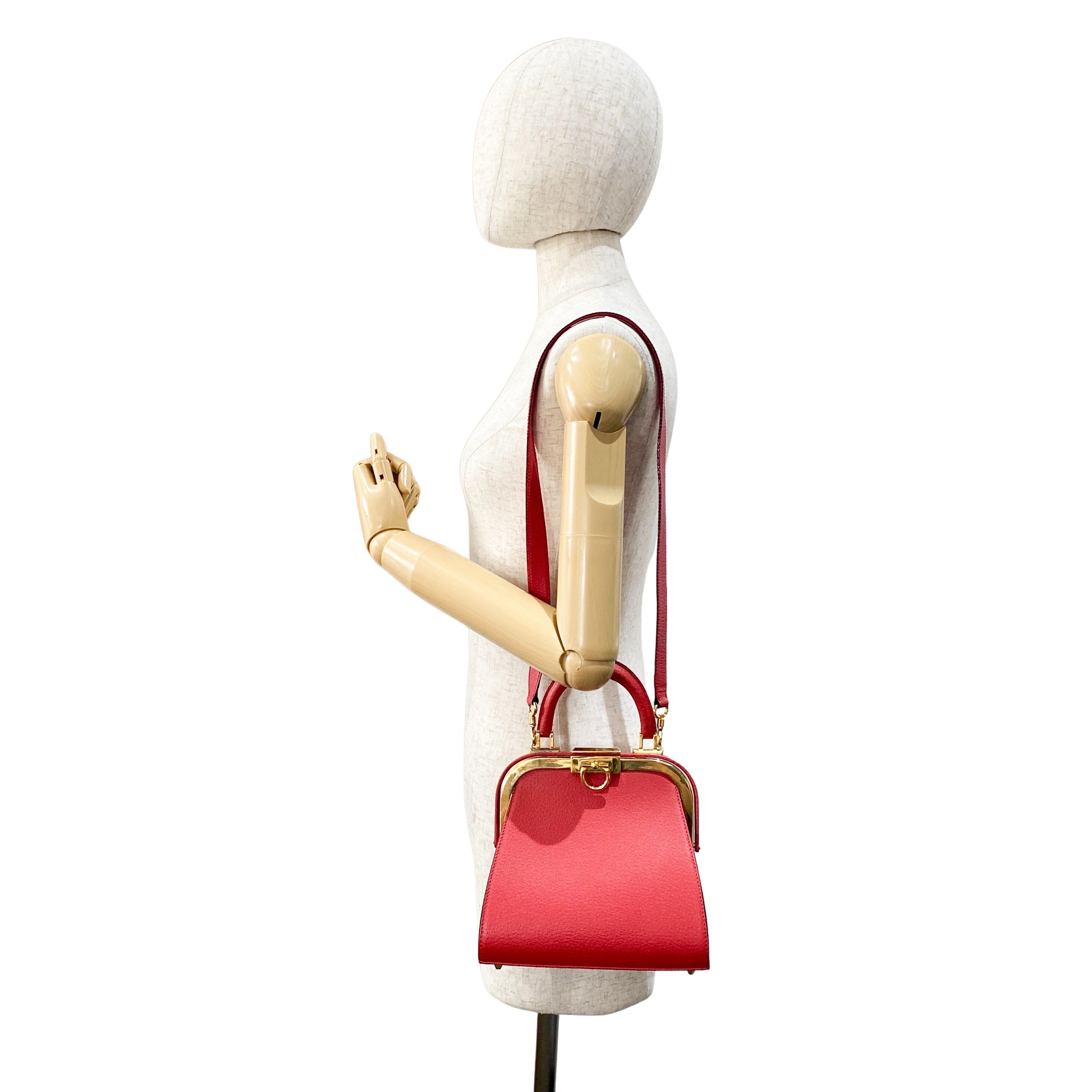 2Way Red Leather Hand/Shoulder Bag