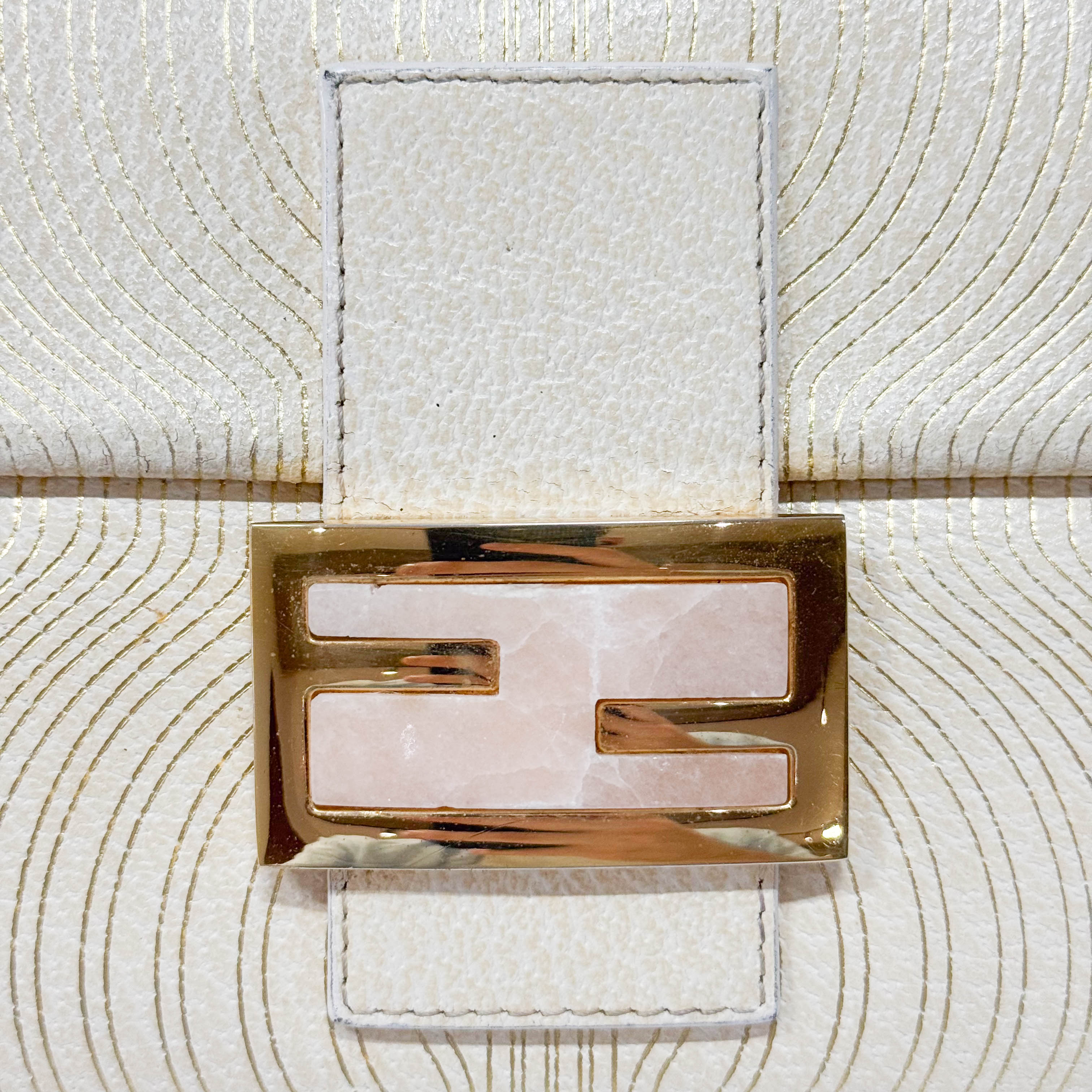 Baguette Beige Leather Shoulder Bag