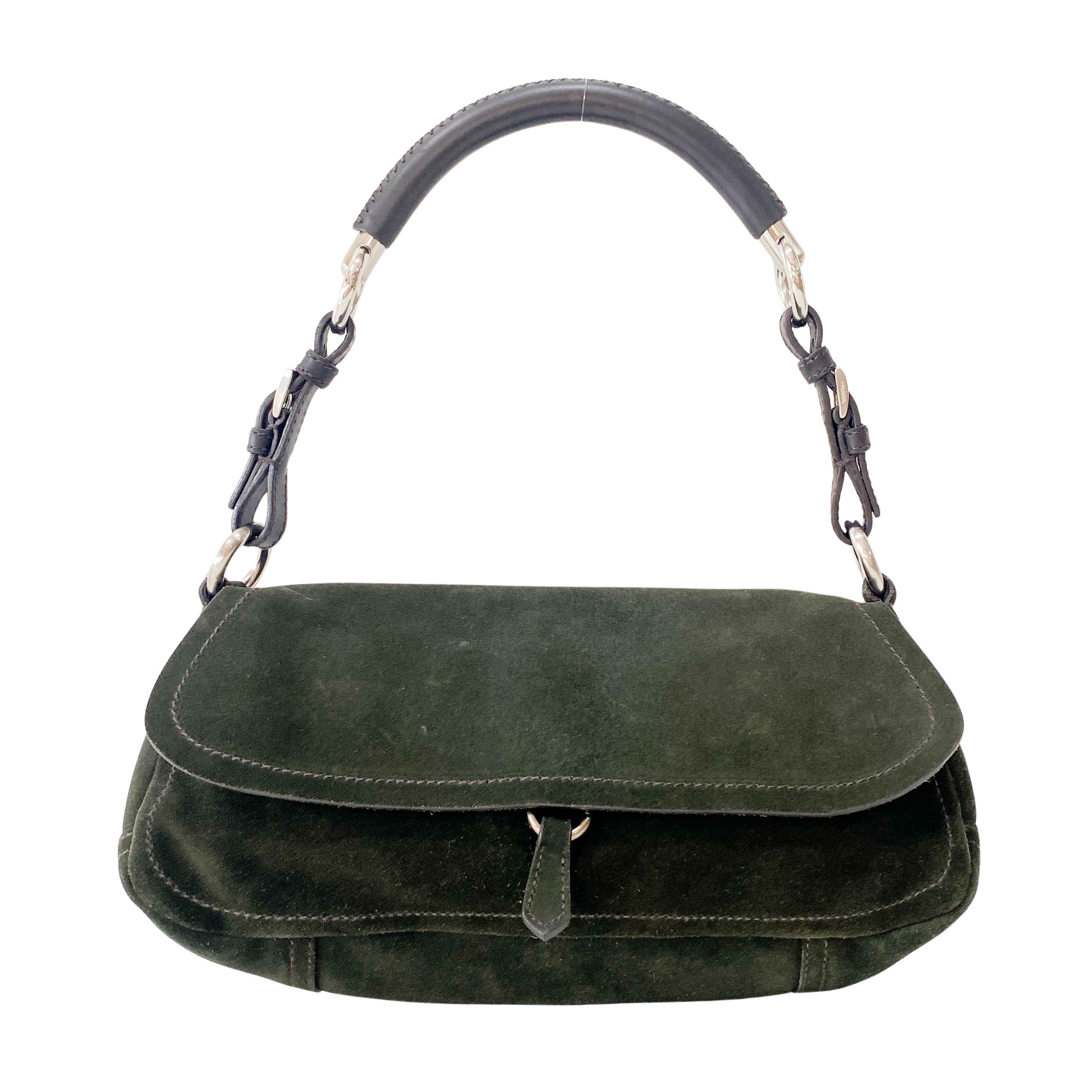 Khaki Suede Shoulder Bag