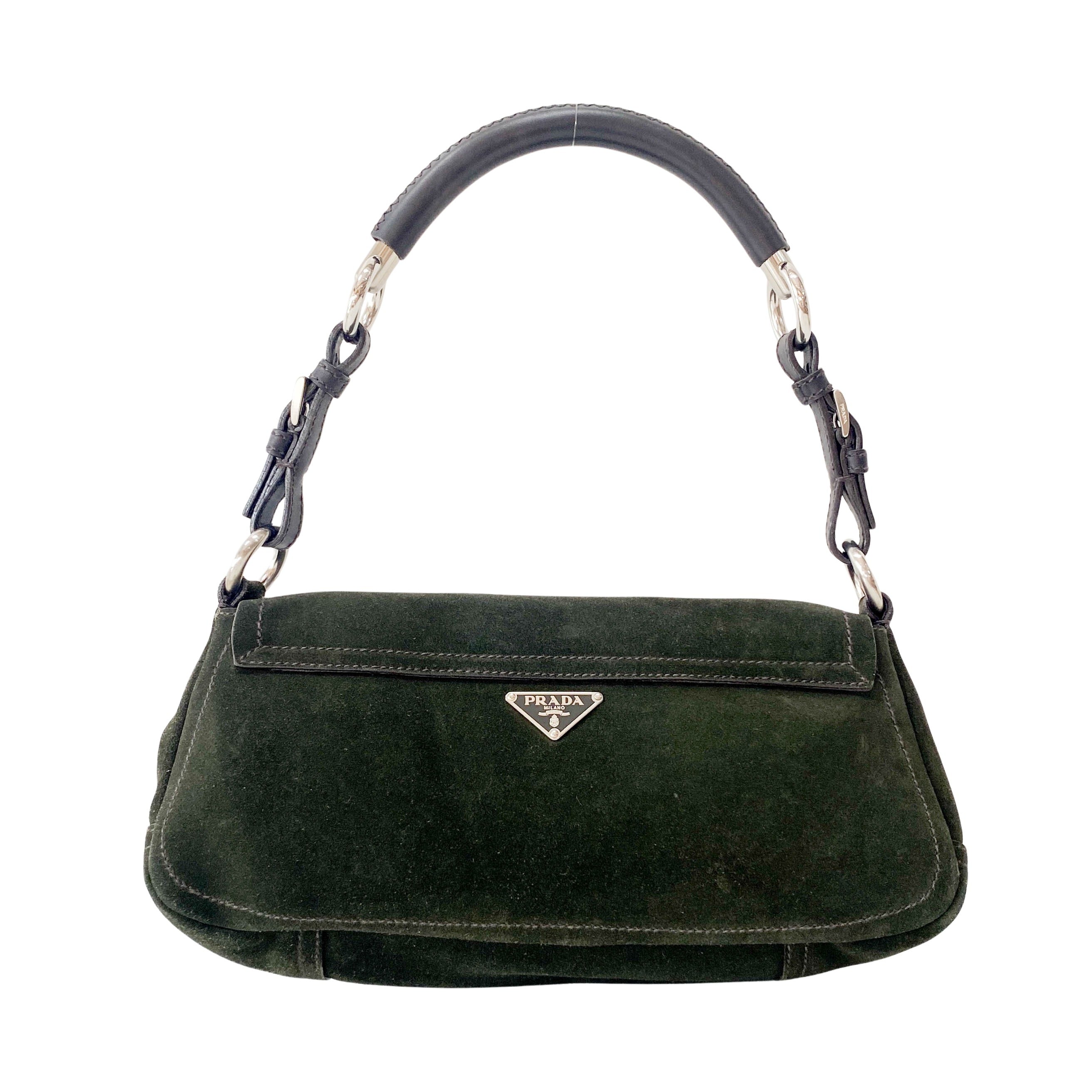 Khaki Suede Shoulder Bag