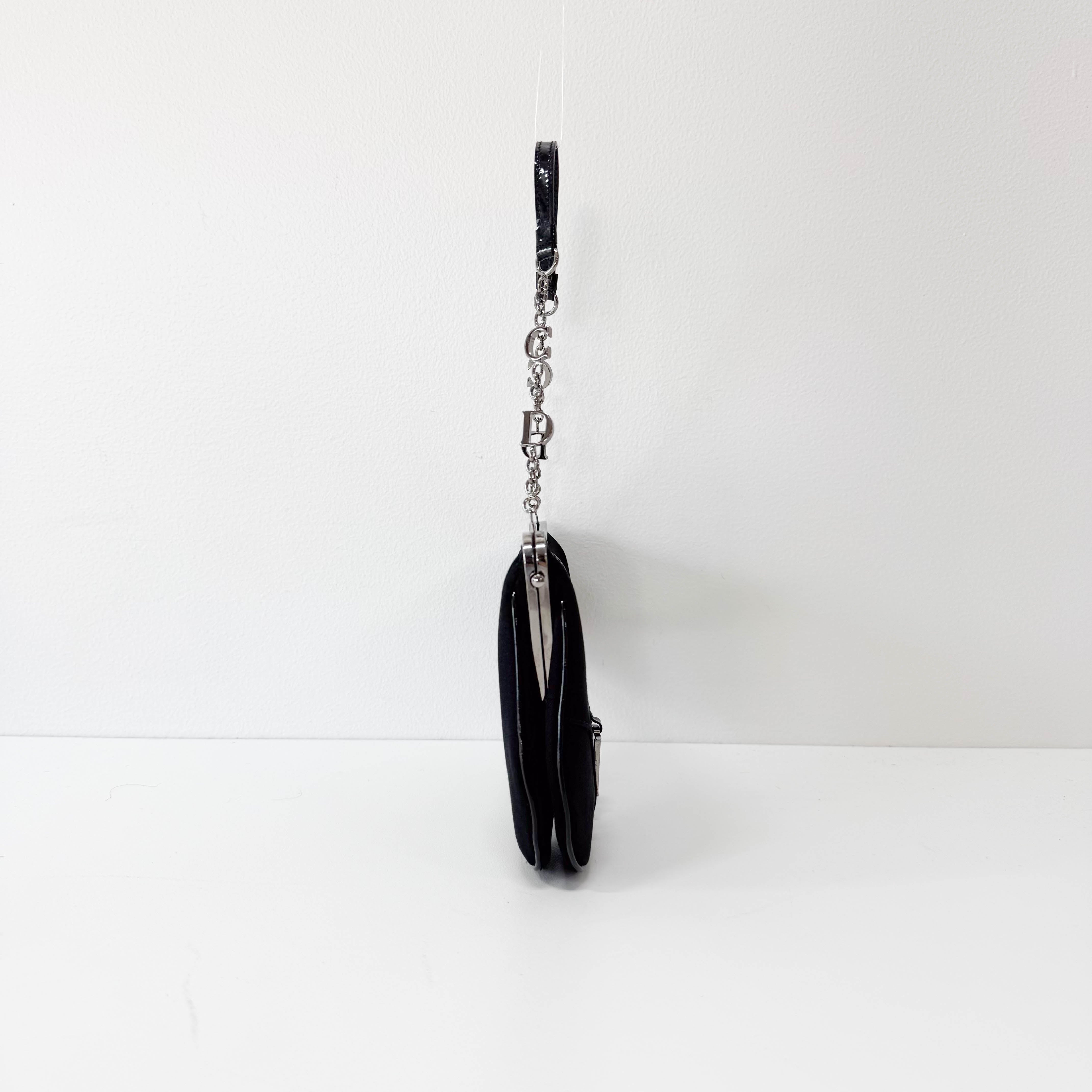 Saddle Mini Black Satin Chain Bag