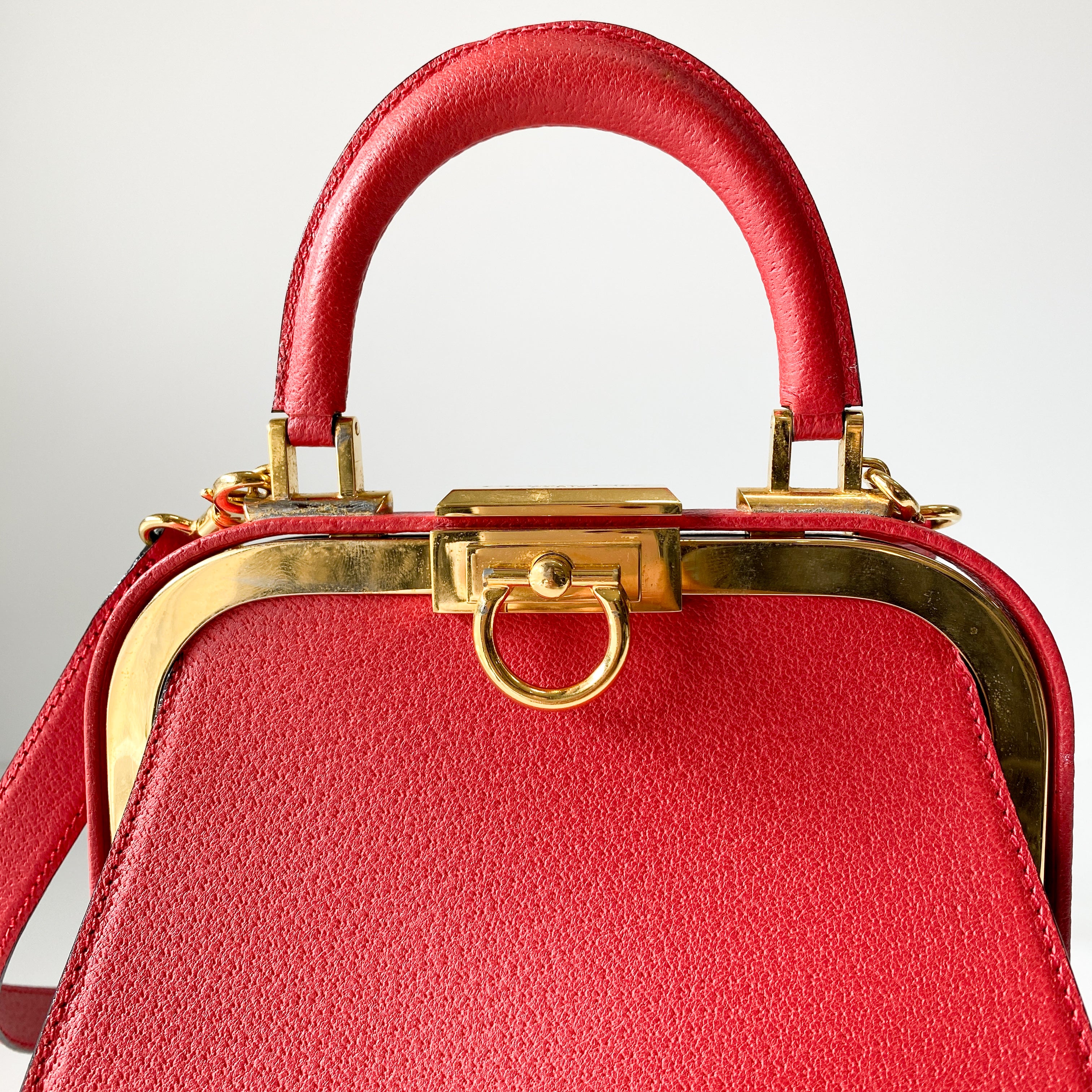 2Way Red Leather Hand/Shoulder Bag