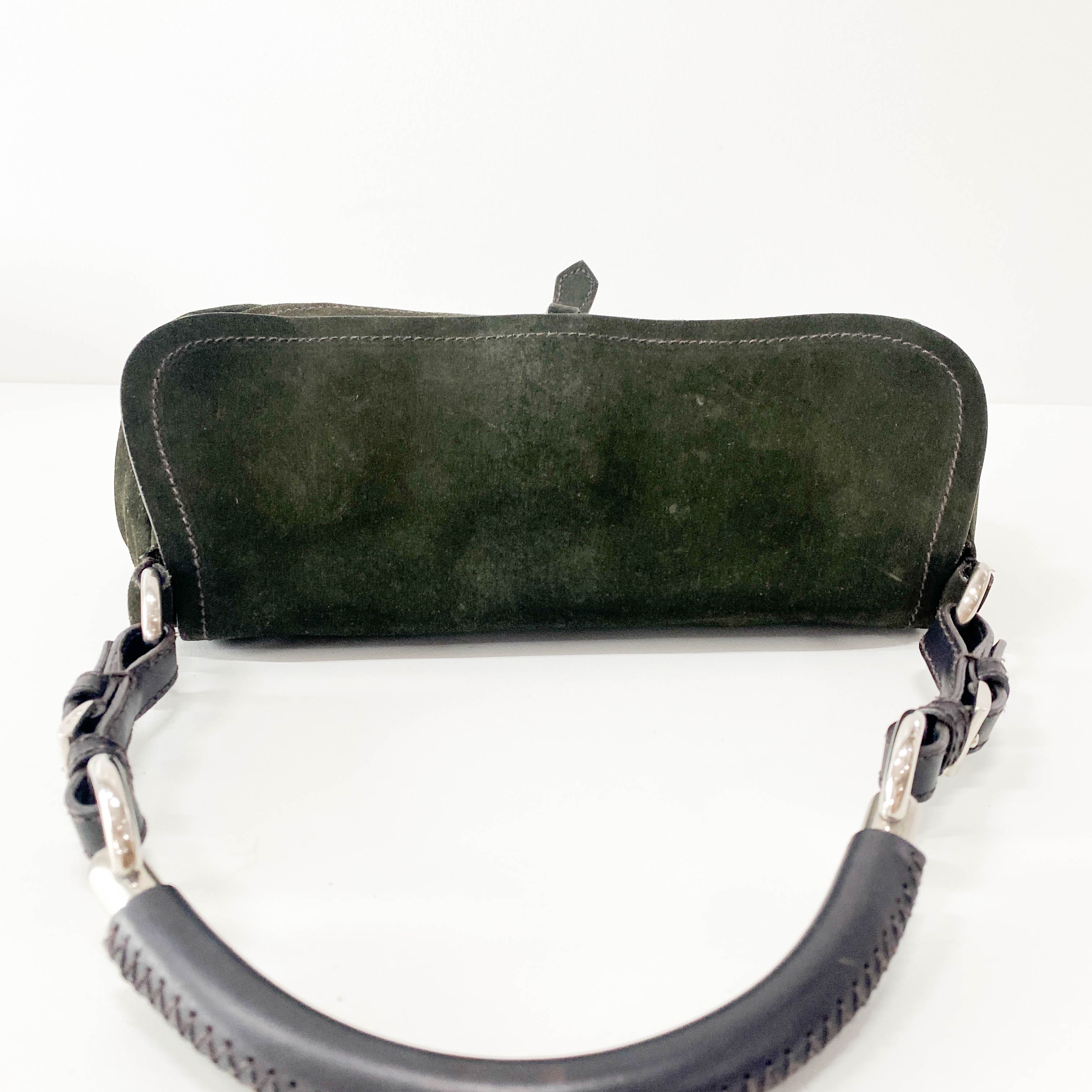 Khaki Suede Shoulder Bag