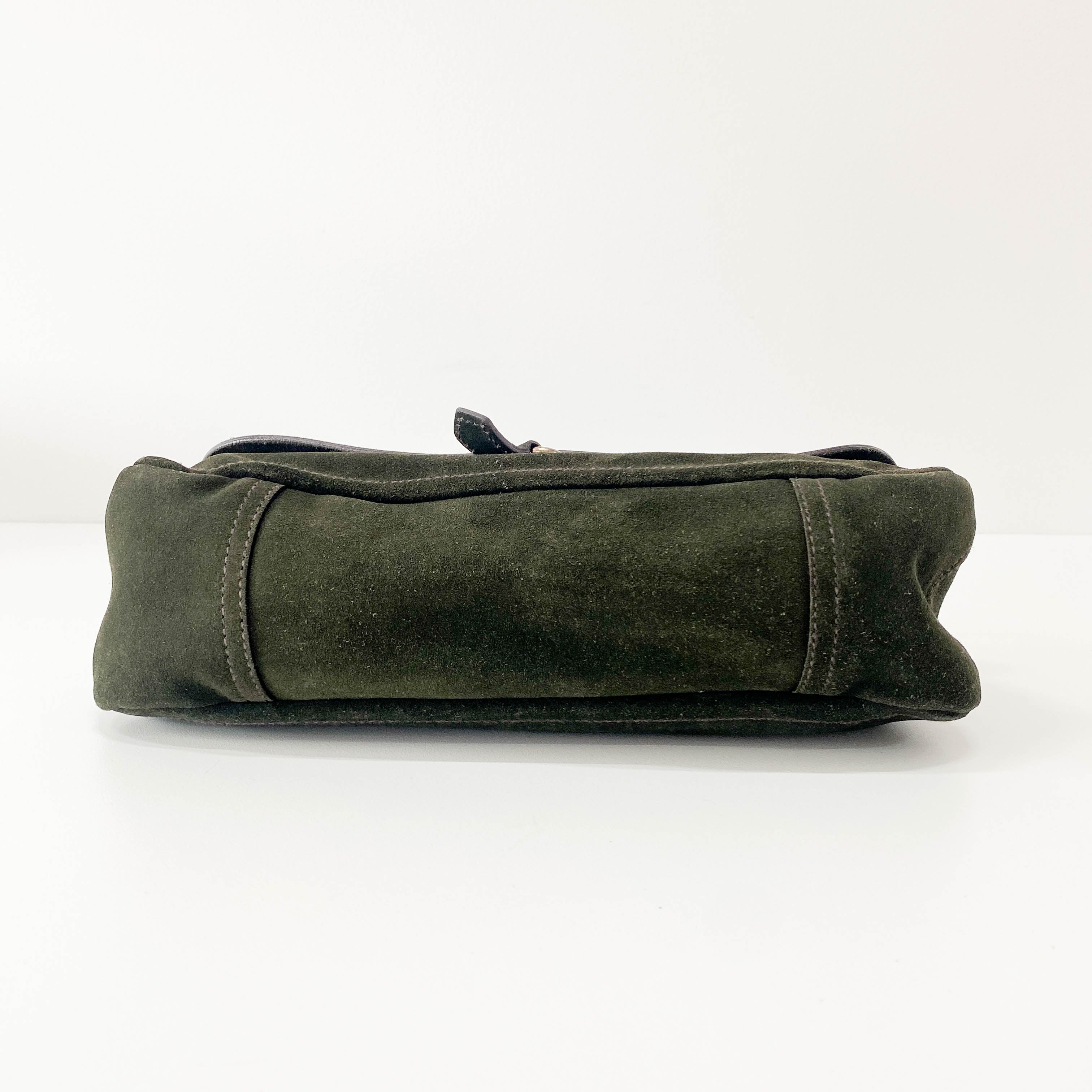 Khaki Suede Shoulder Bag