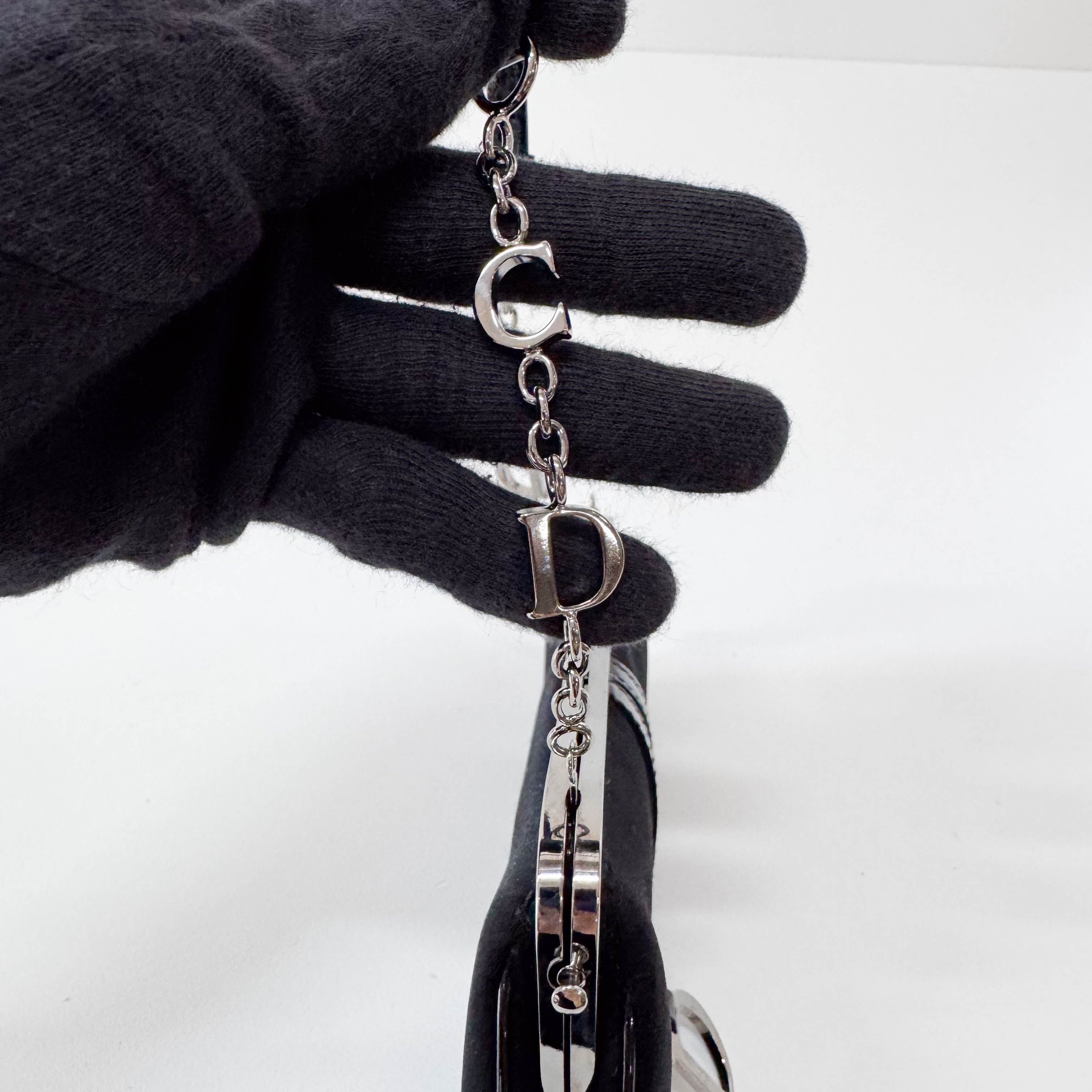 Saddle Mini Black Satin Chain Bag
