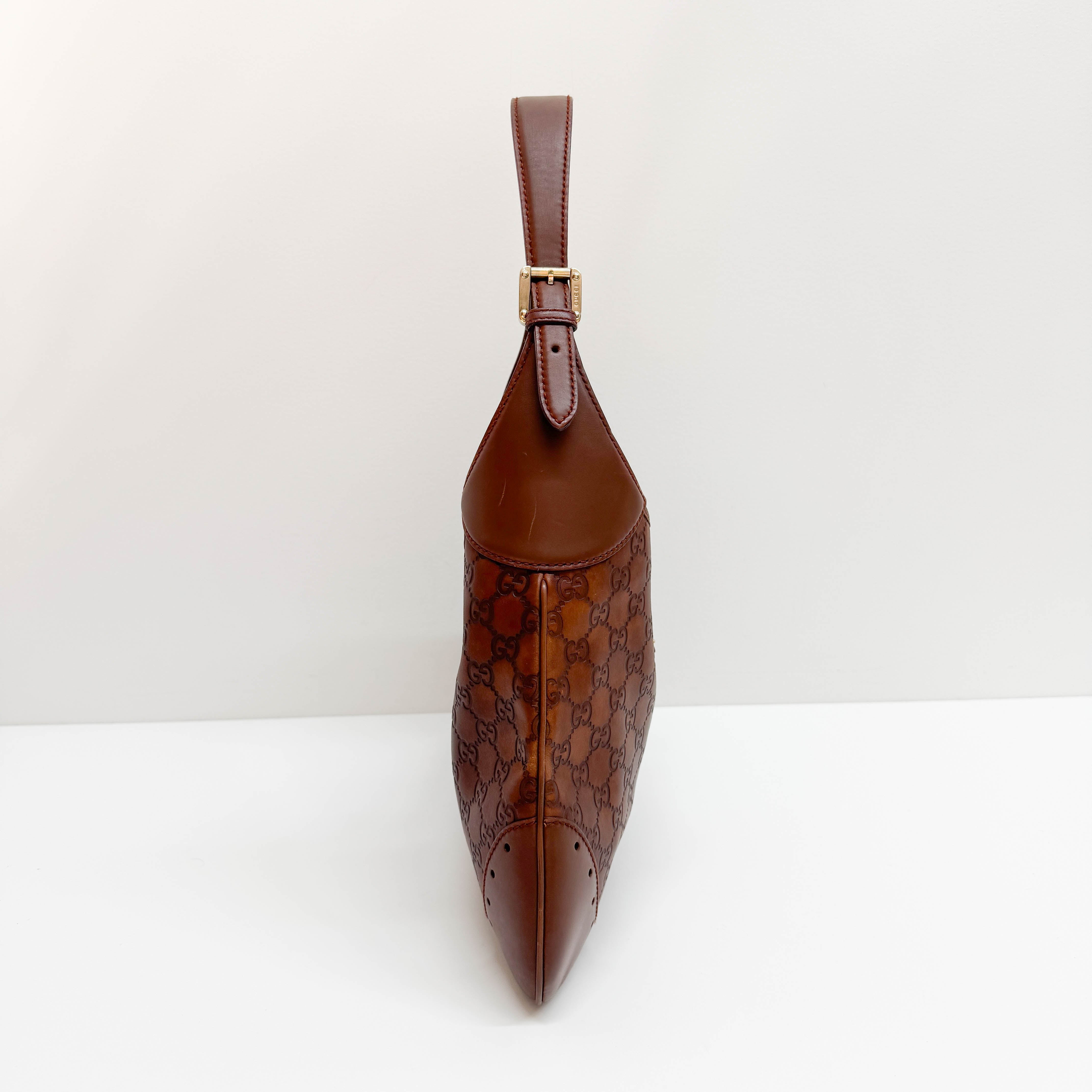 Guccissima GG Print Brown Leather Hobo Bag