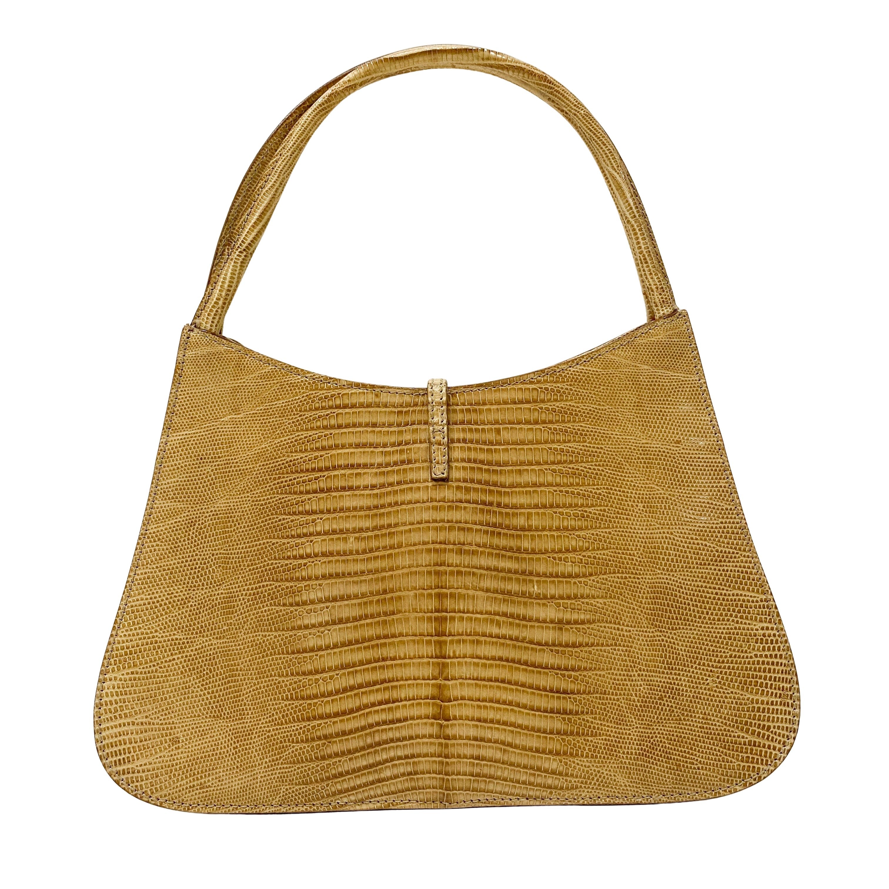 Yellow Embossed Lizard Leather Bag