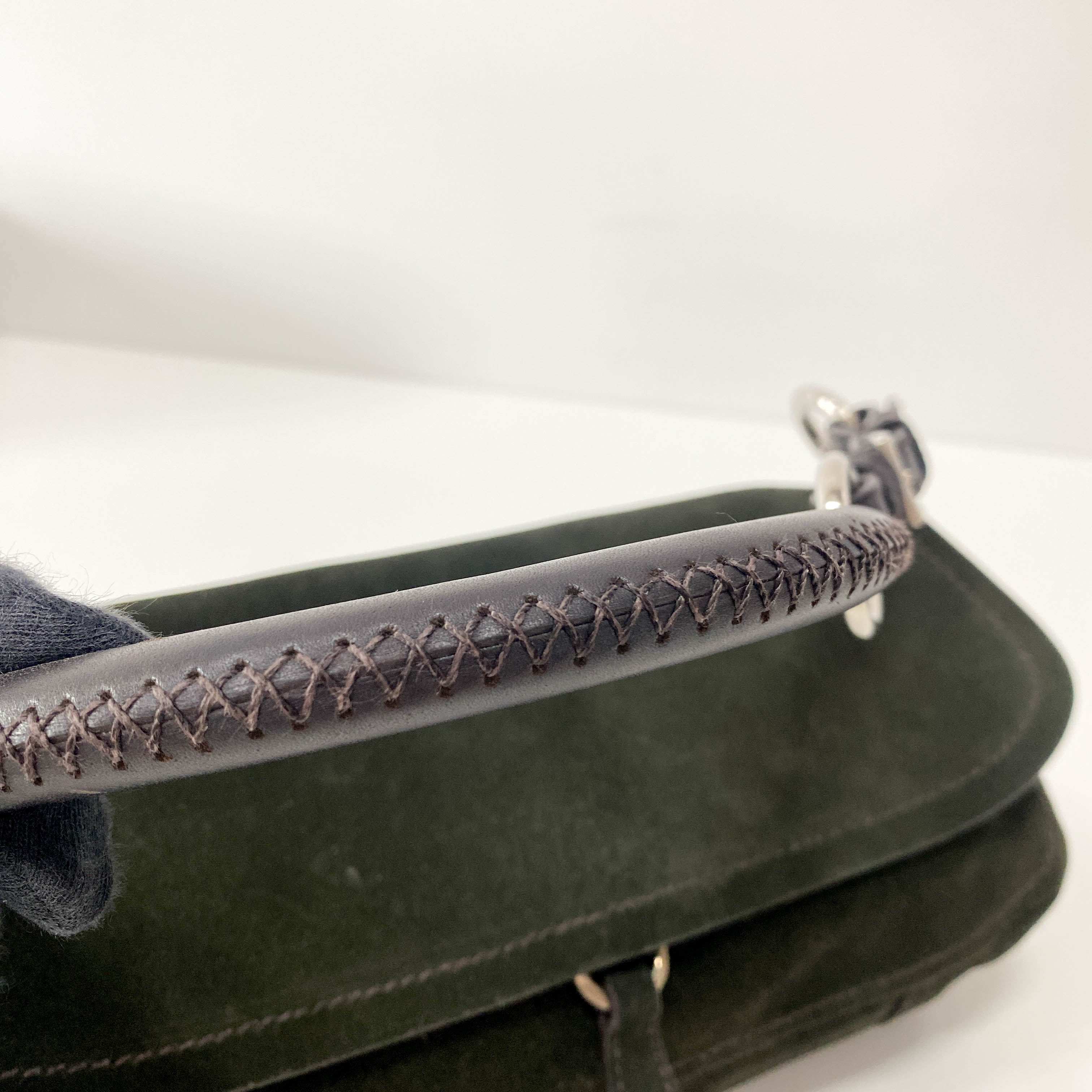 Khaki Suede Shoulder Bag