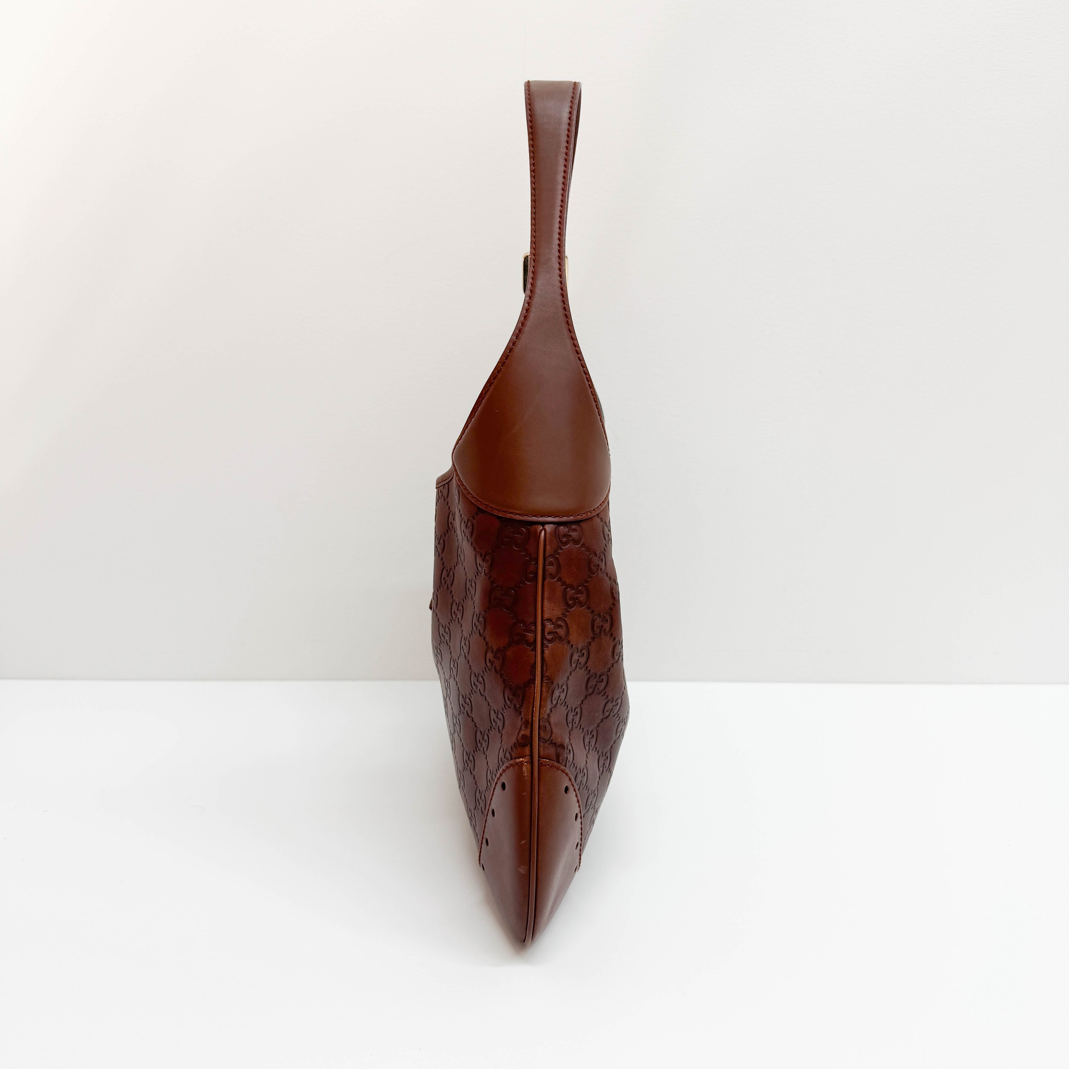 Guccissima GG Print Brown Leather Hobo Bag