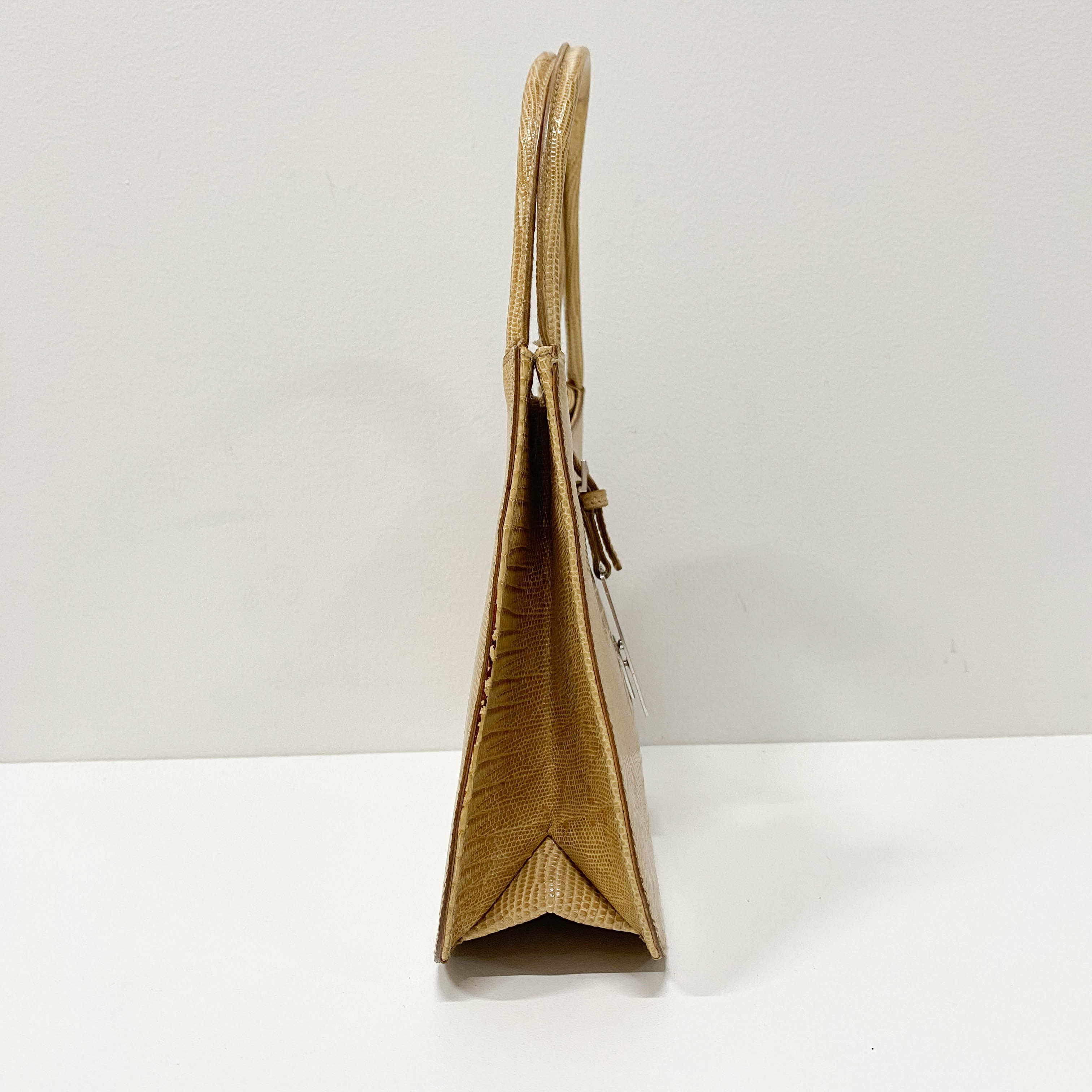 Yellow Embossed Lizard Leather Bag