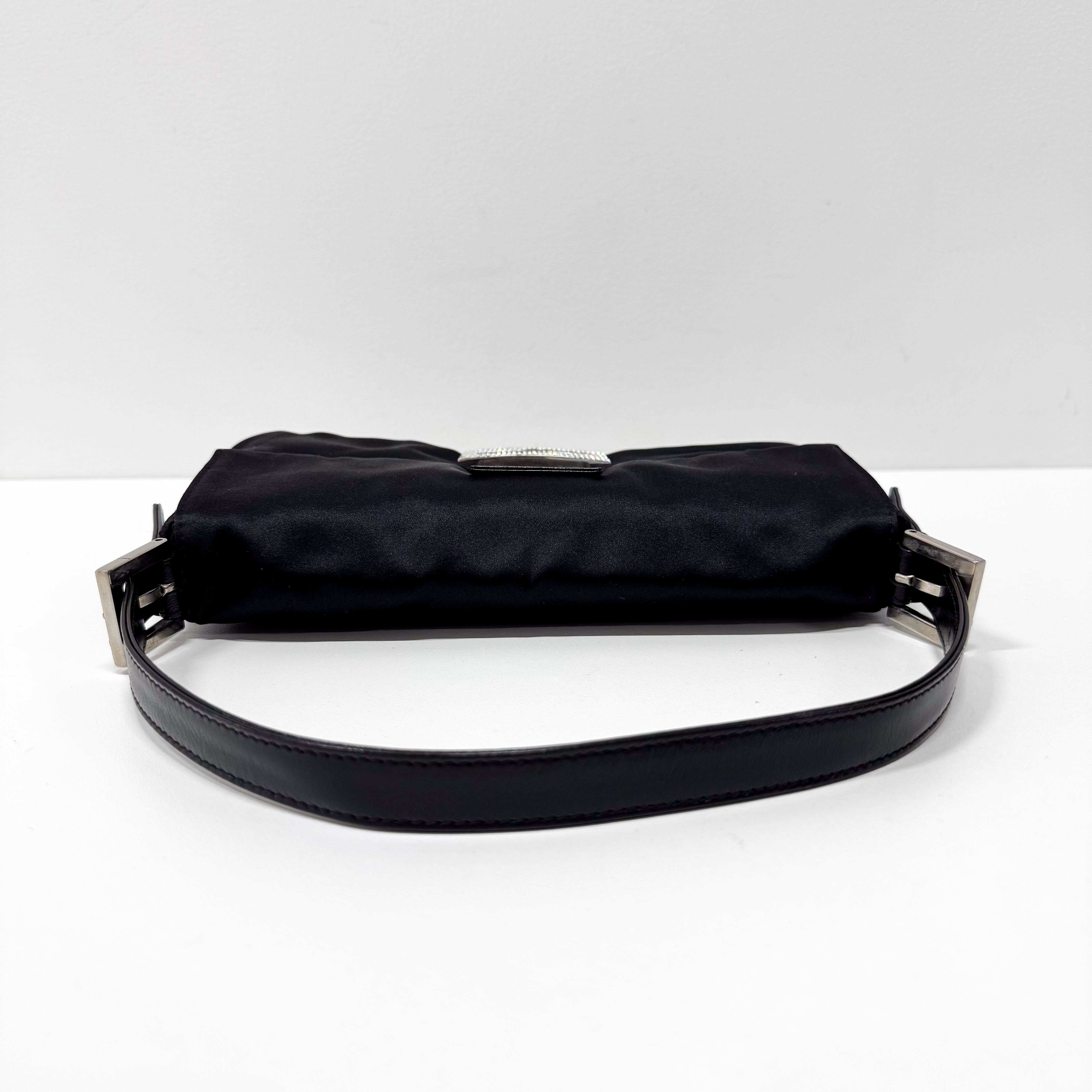 Baguette Black Satin Rhinestone Hardware