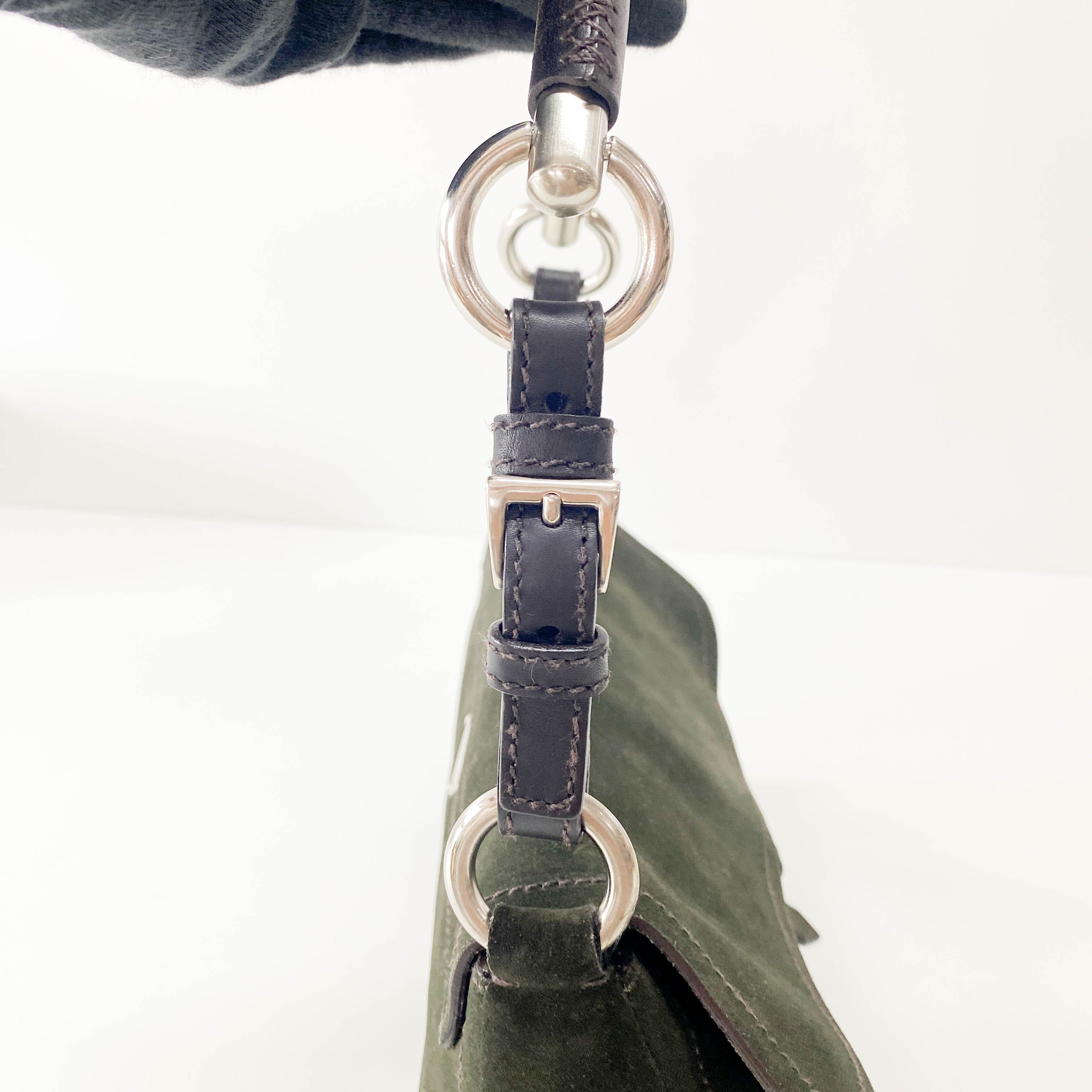 Khaki Suede Shoulder Bag