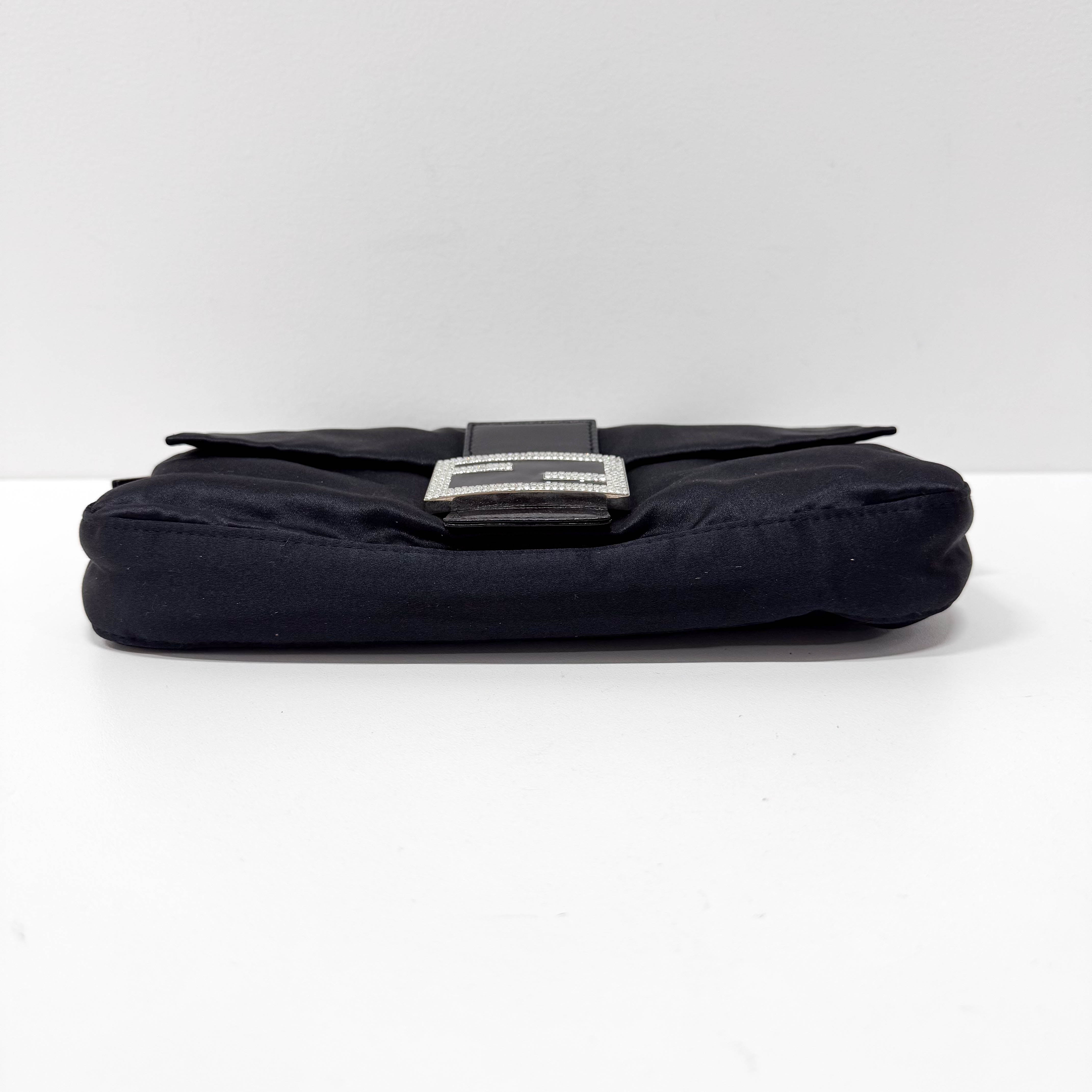 Baguette Black Satin Rhinestone Hardware