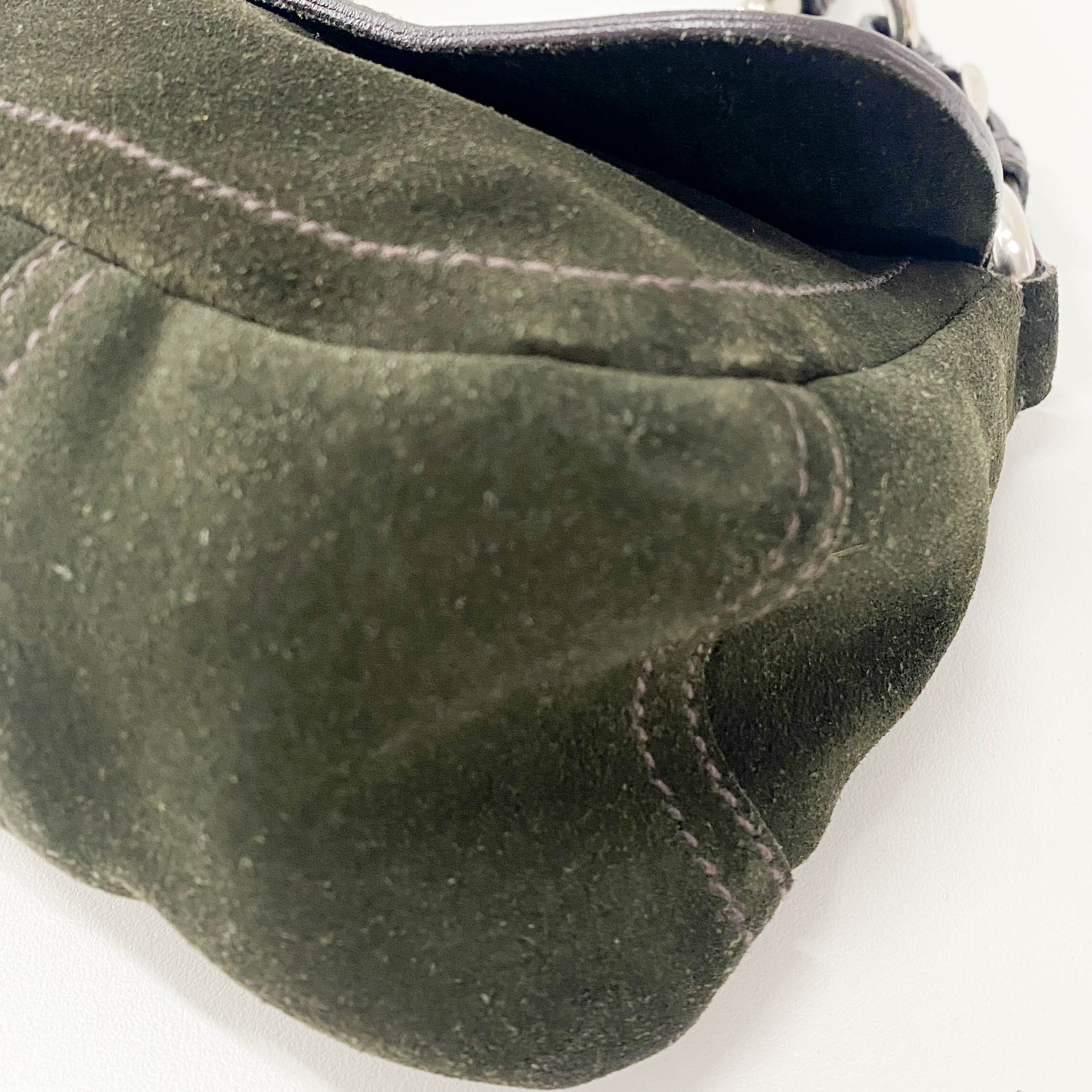 Khaki Suede Shoulder Bag