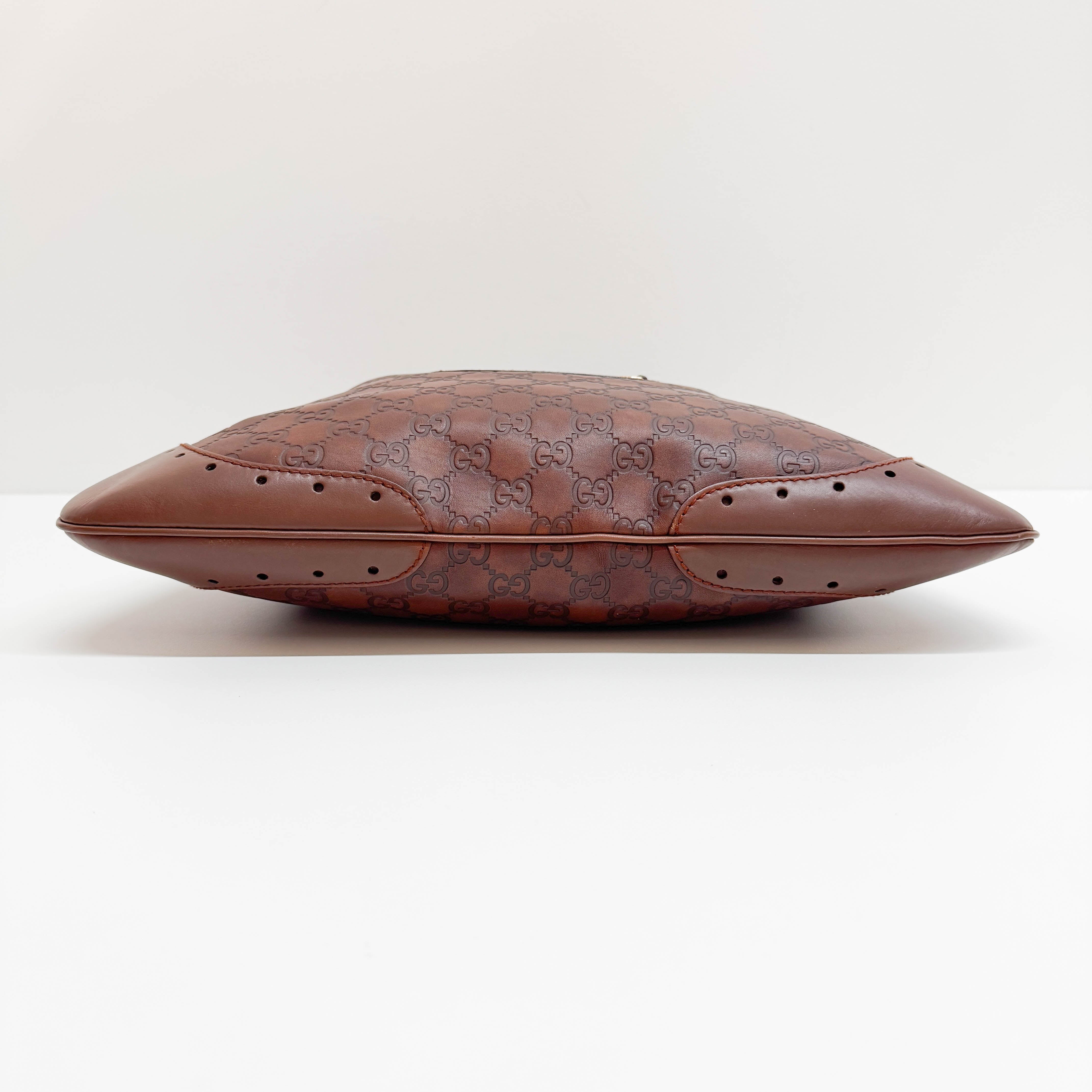 Guccissima GG Print Brown Leather Hobo Bag