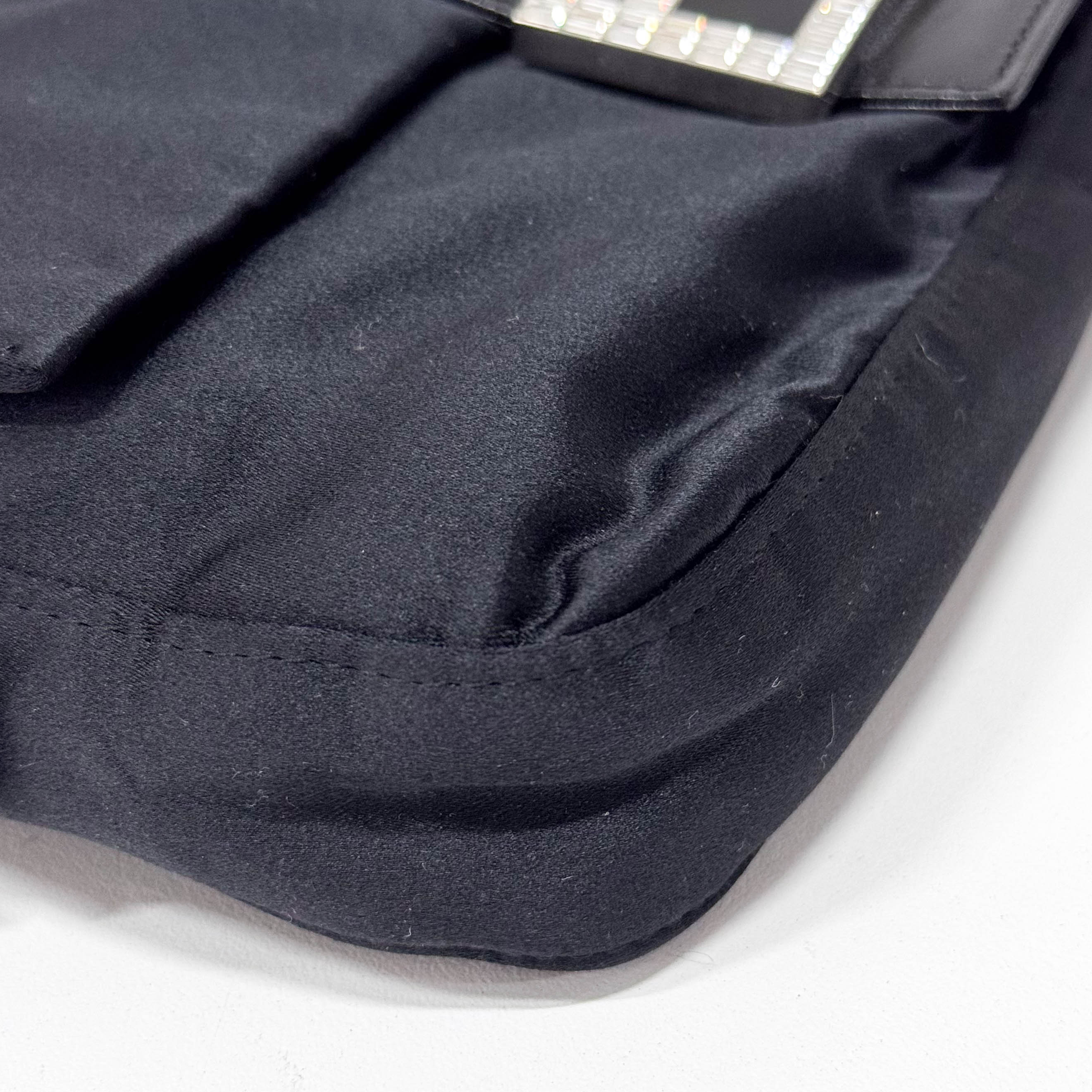 Baguette Black Satin Rhinestone Hardware