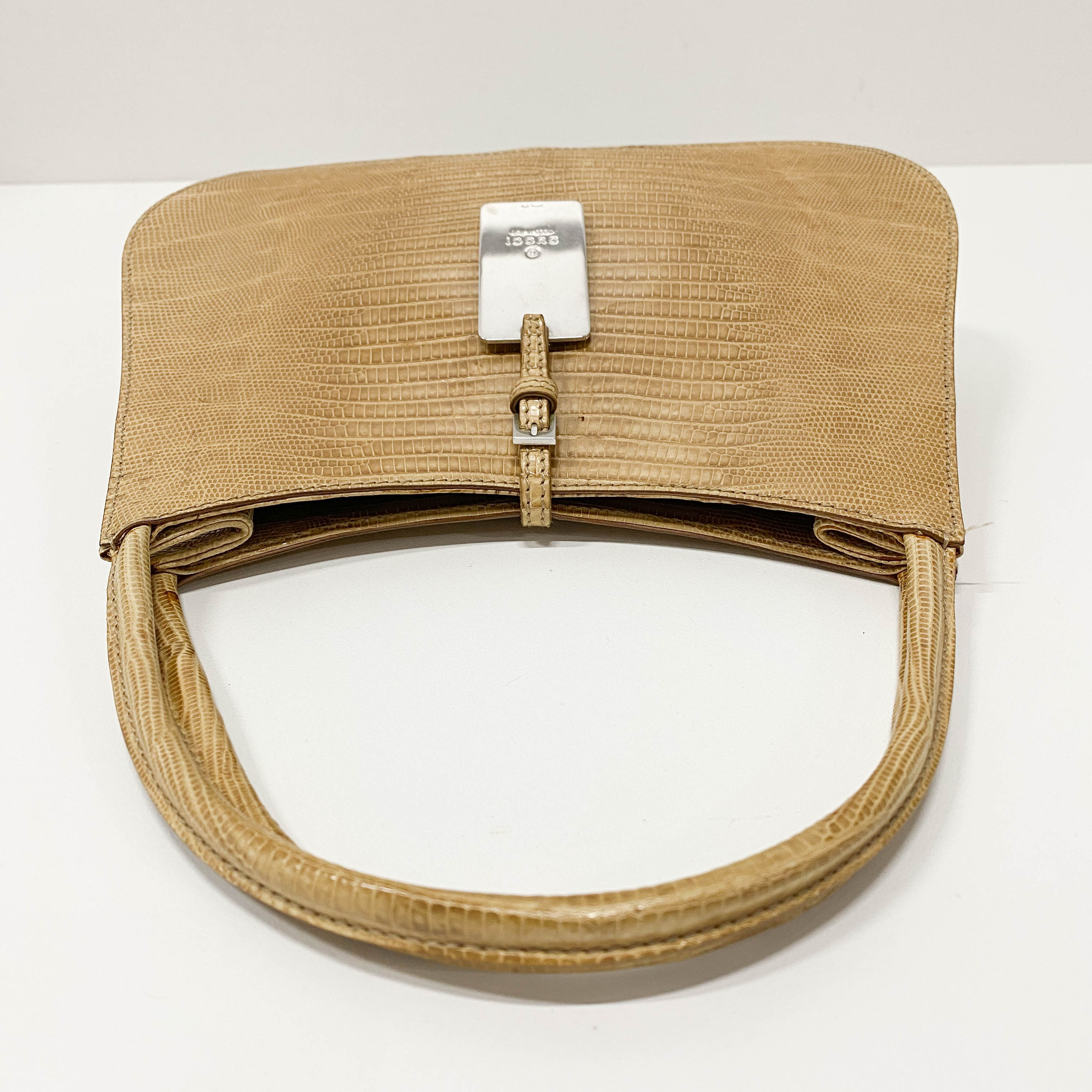 Yellow Embossed Lizard Leather Bag