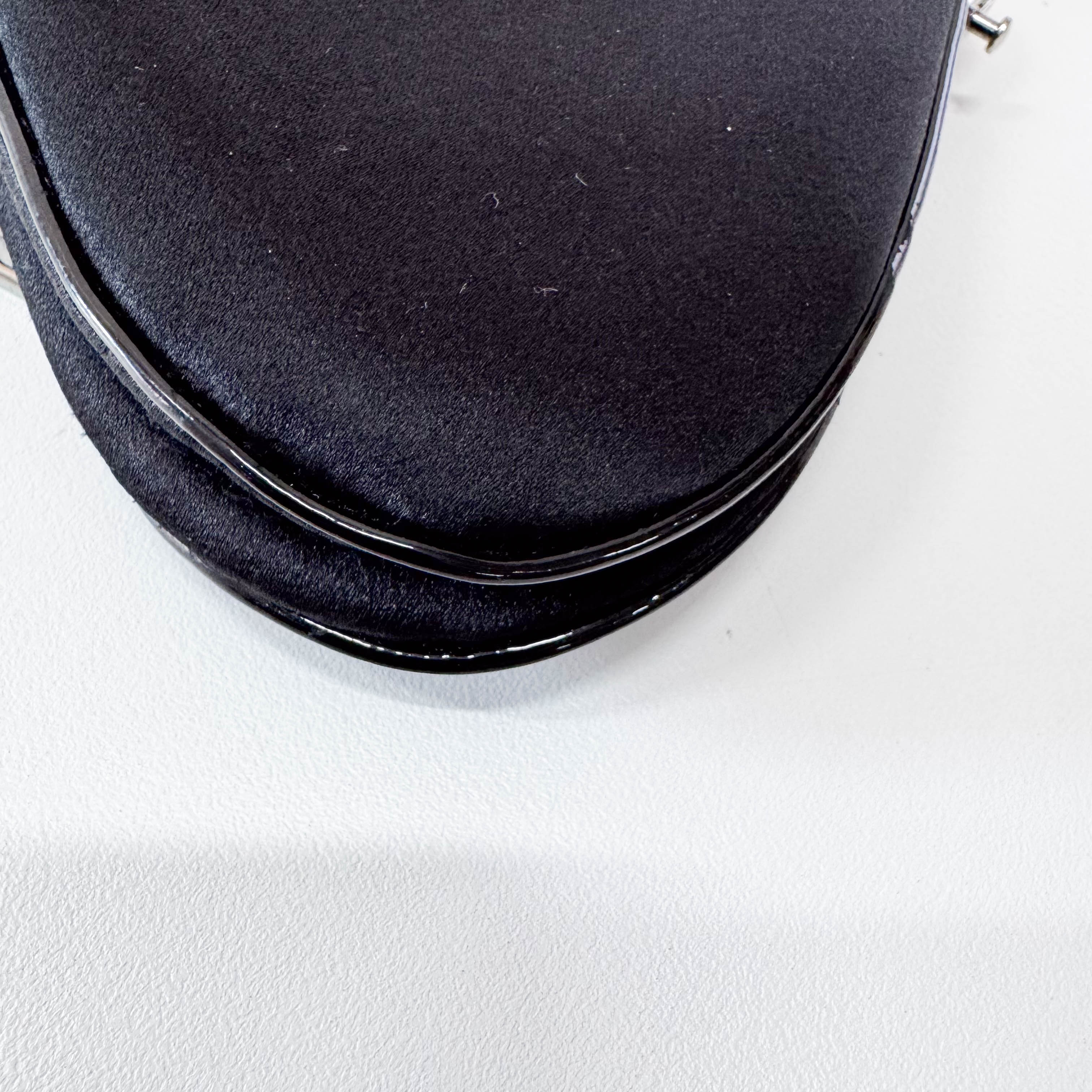 Saddle Mini Black Satin Chain Bag