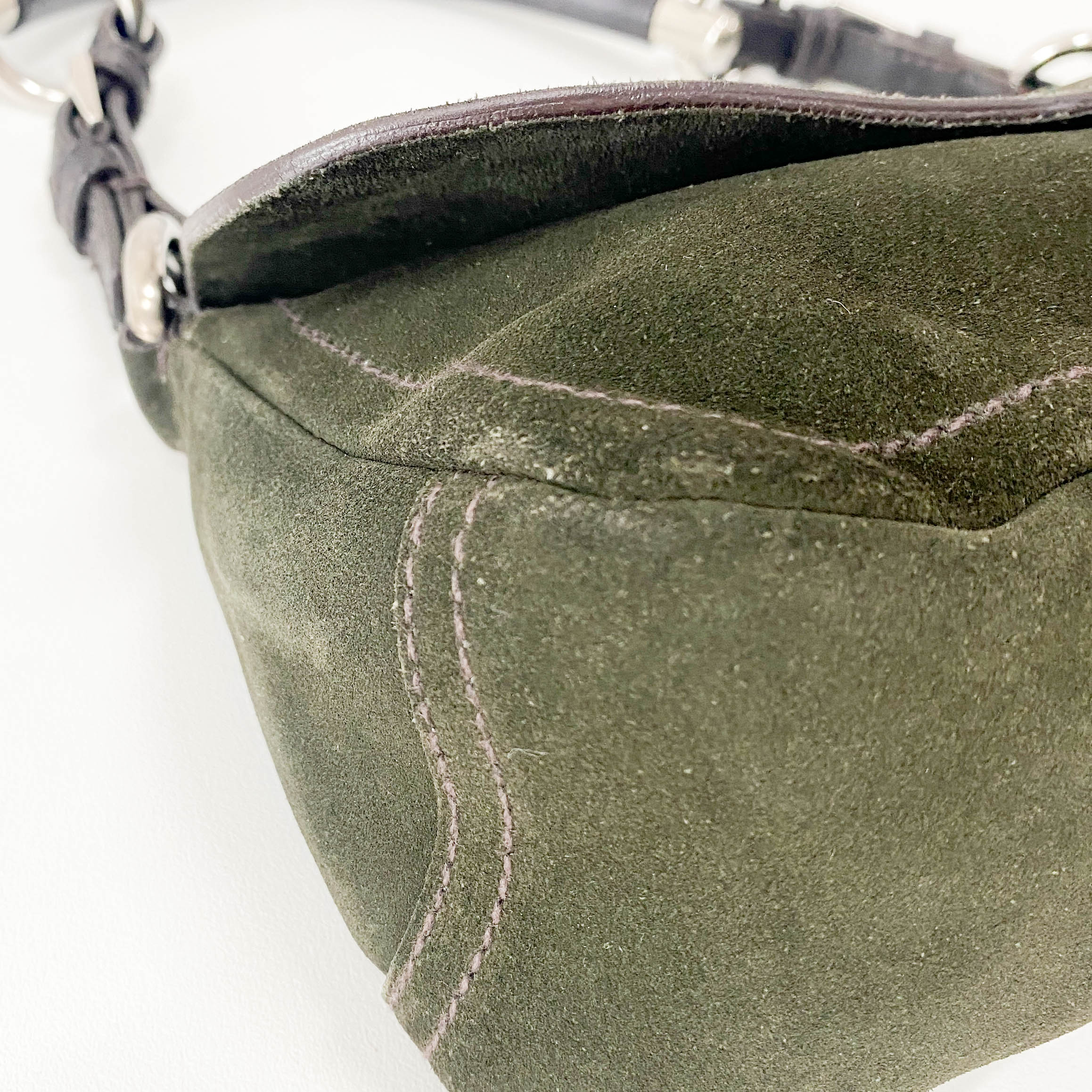 Khaki Suede Shoulder Bag