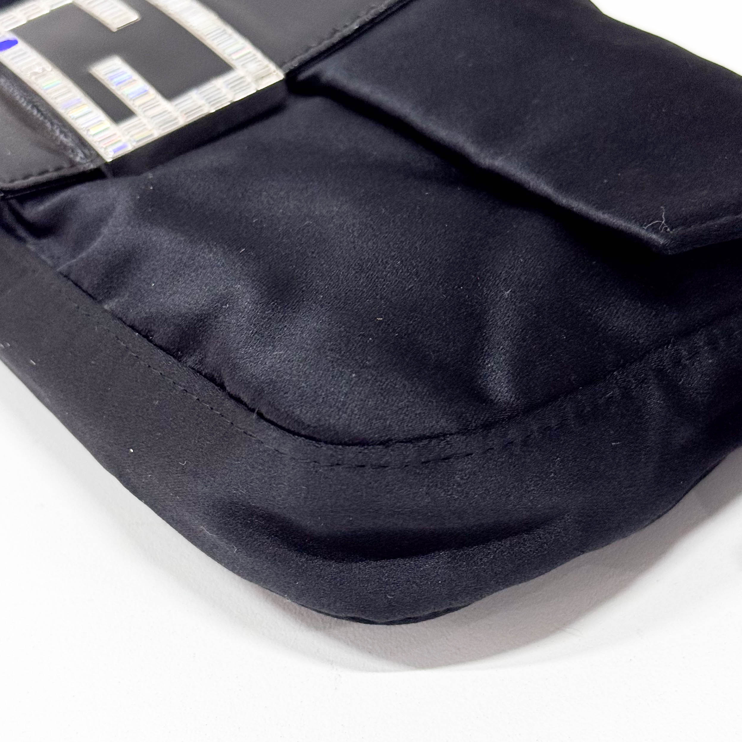 Baguette Black Satin Rhinestone Hardware