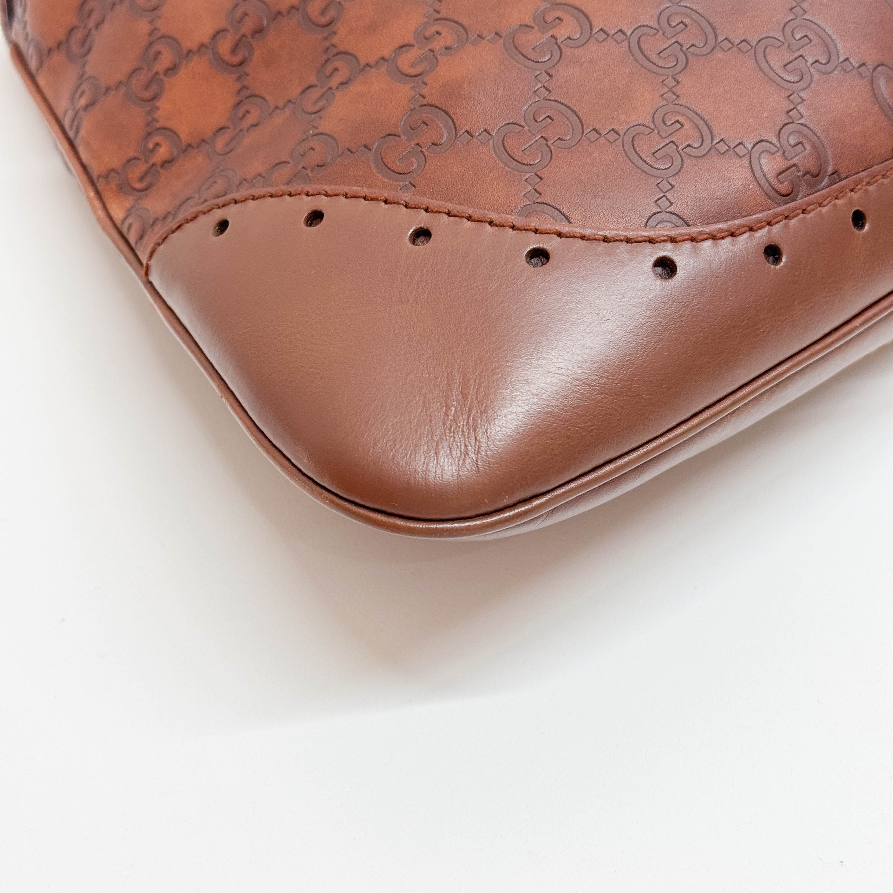 Guccissima GG Print Brown Leather Hobo Bag