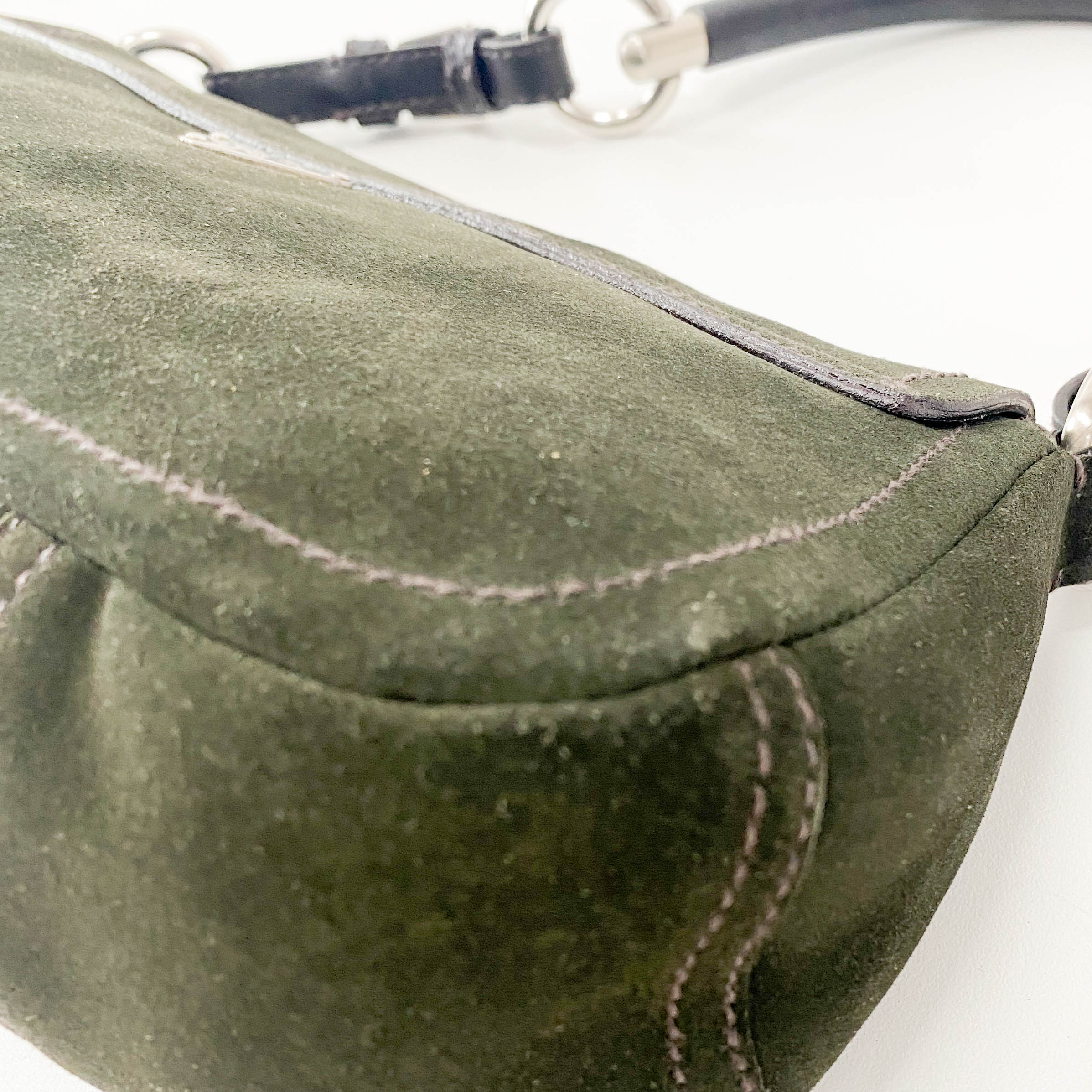 Khaki Suede Shoulder Bag