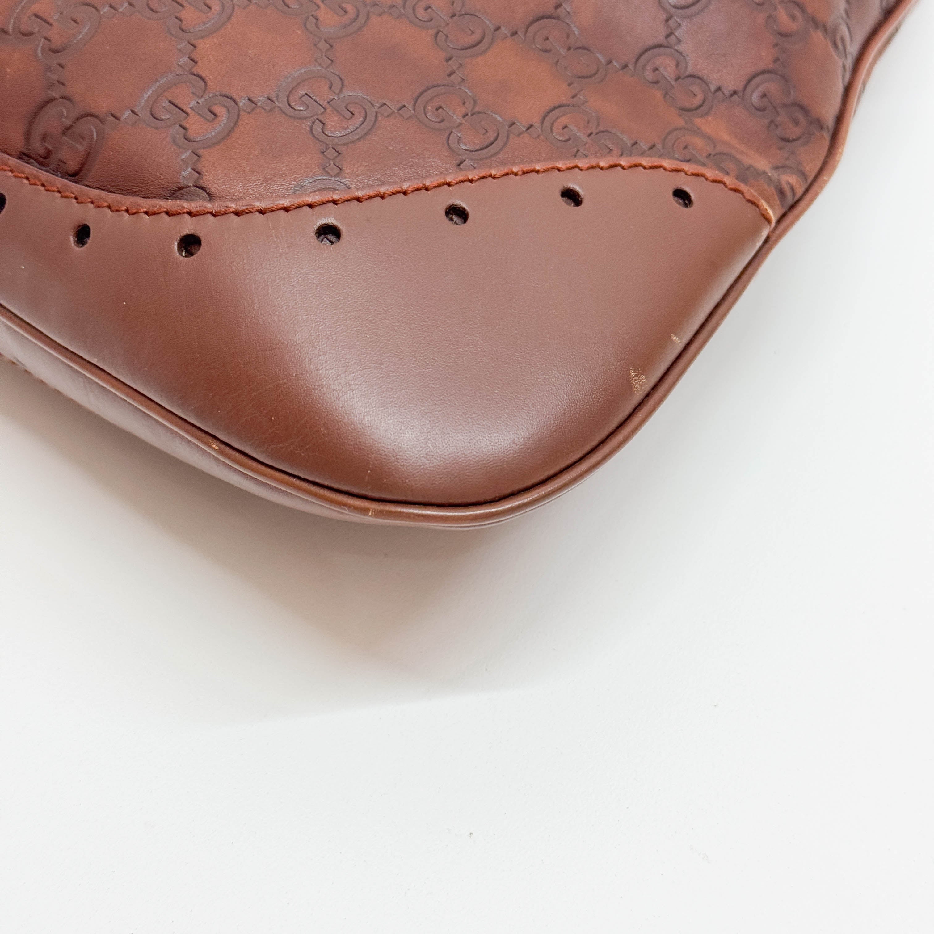 Guccissima GG Print Brown Leather Hobo Bag