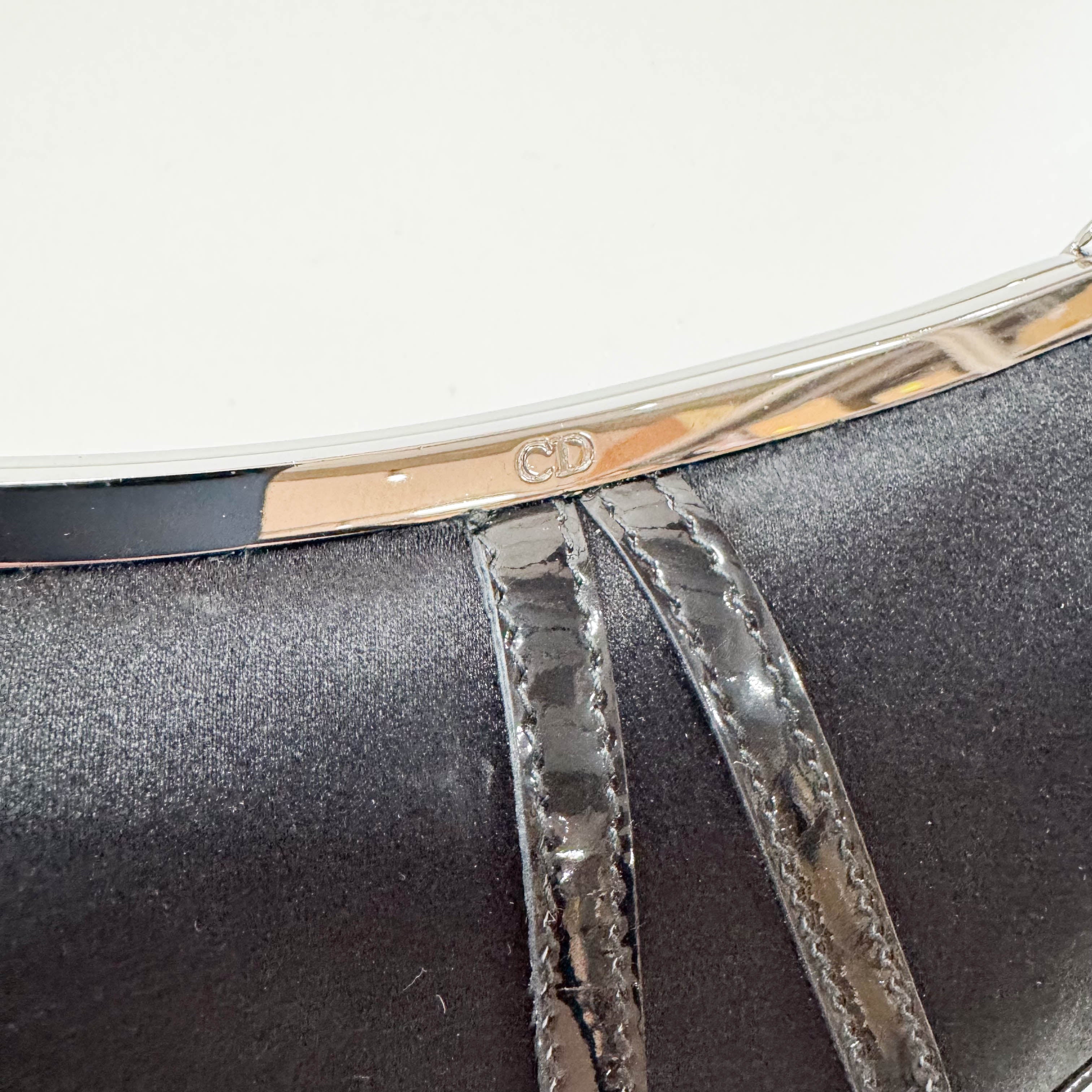 Saddle Mini Black Satin Chain Bag