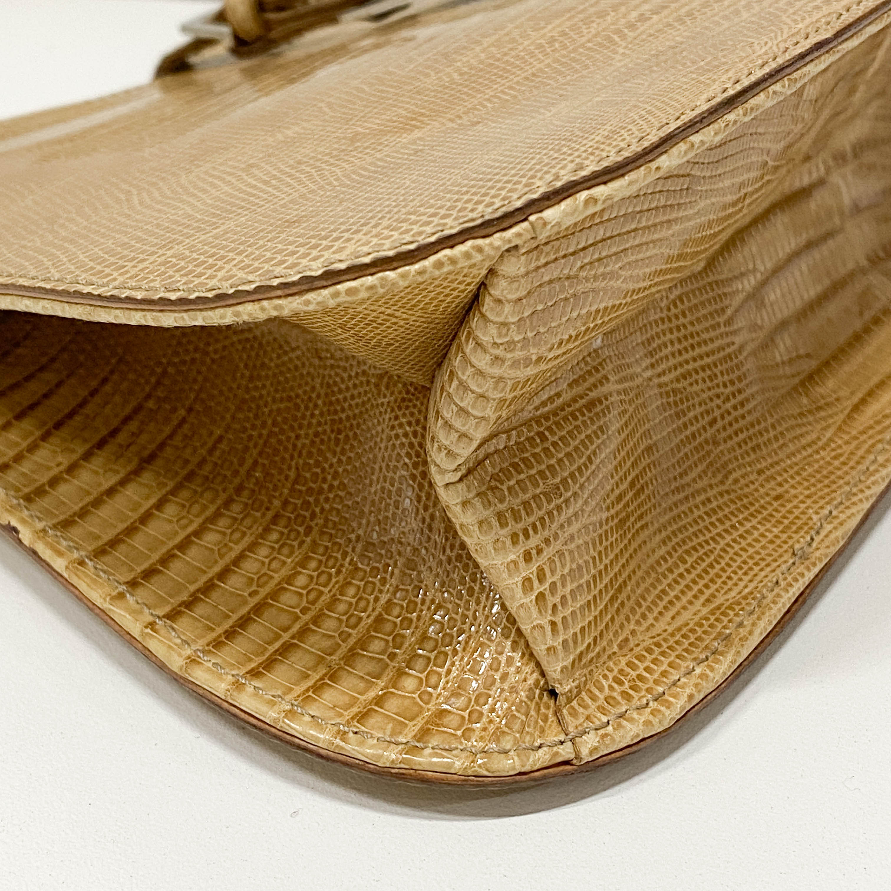 Yellow Embossed Lizard Leather Bag