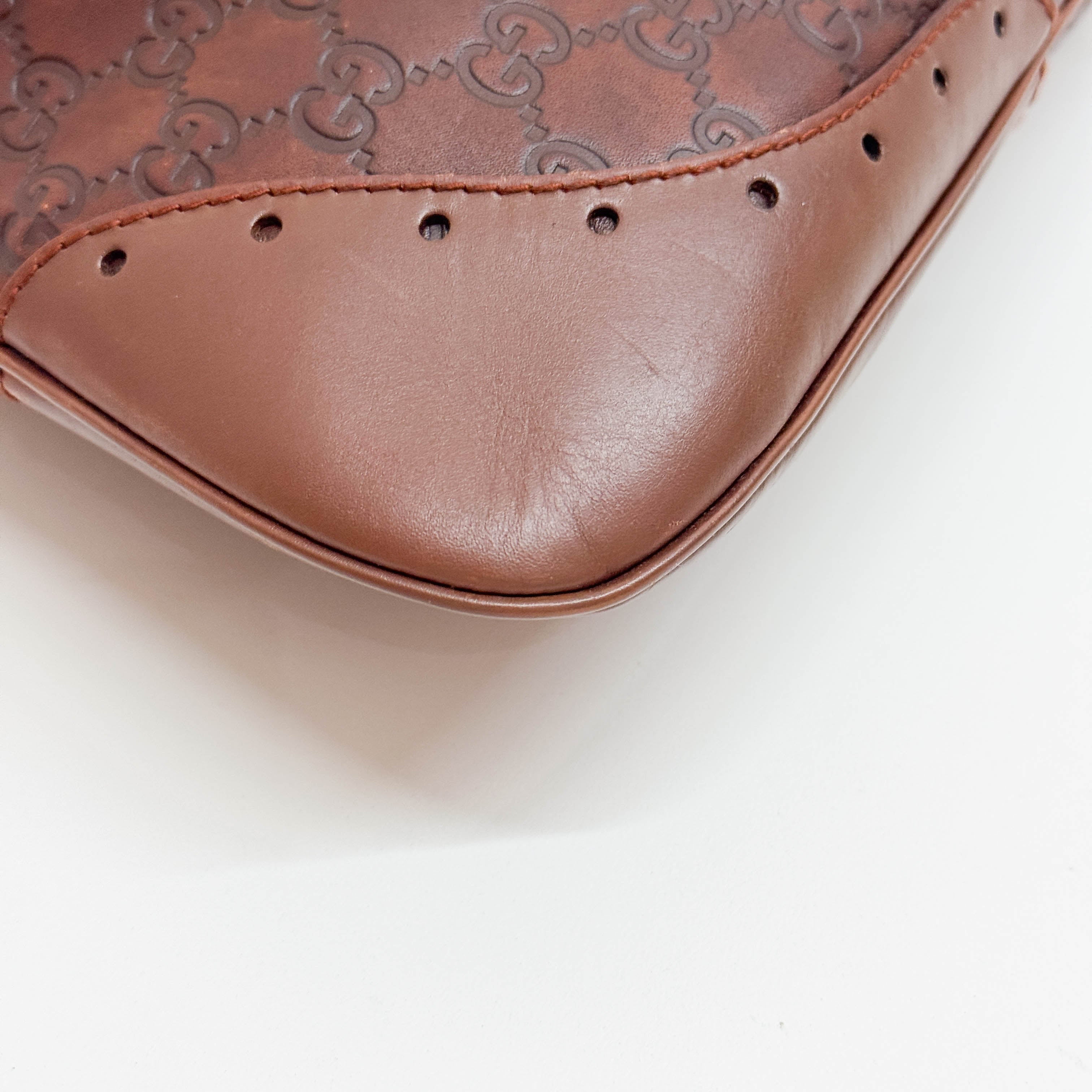 Guccissima GG Print Brown Leather Hobo Bag