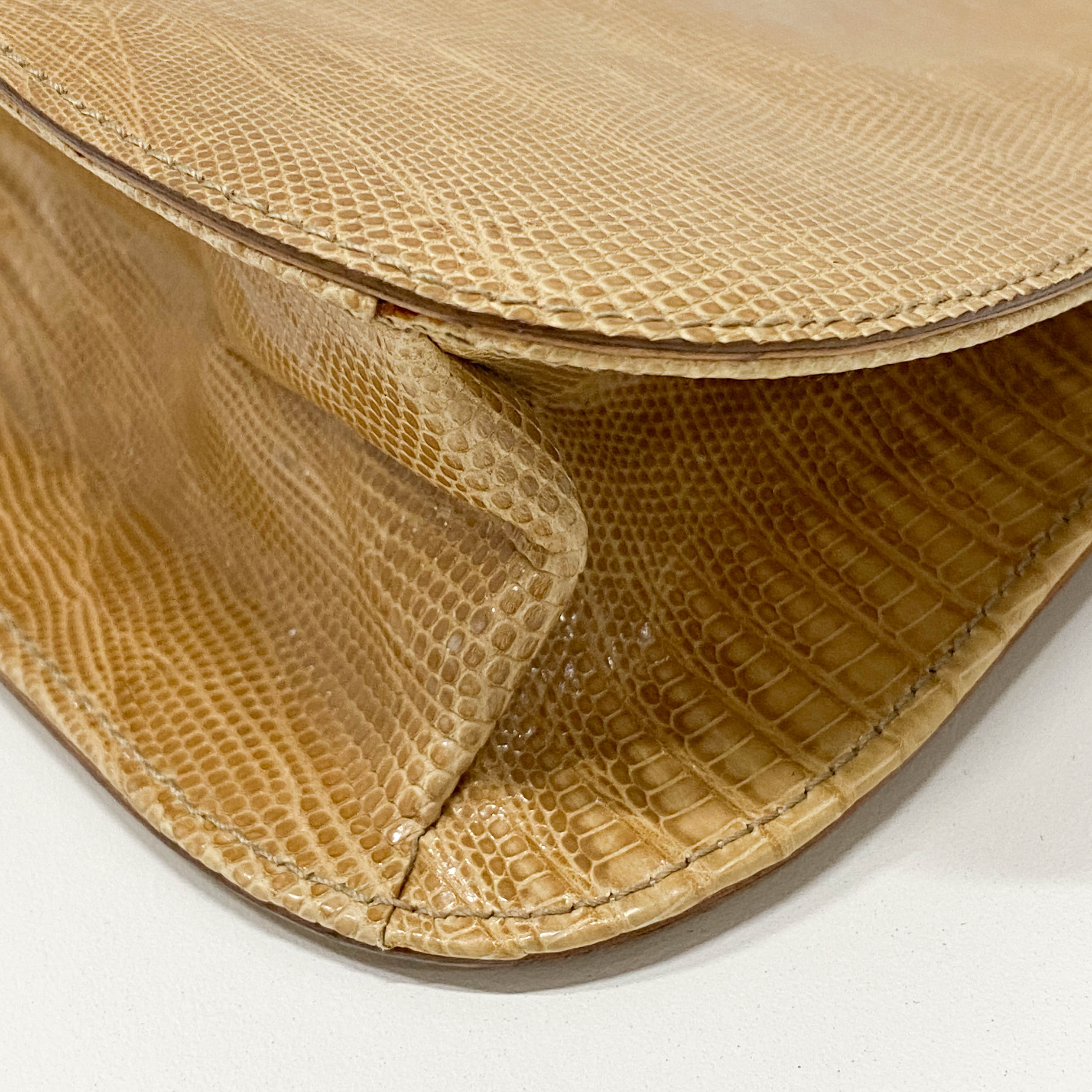 Yellow Embossed Lizard Leather Bag